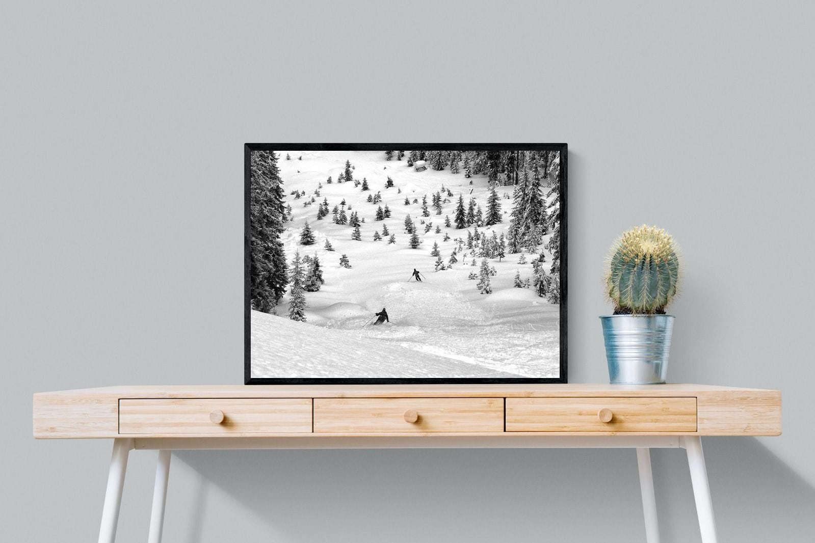 Ski Slope-Wall_Art-80 x 60cm-Mounted Canvas-Black-Pixalot