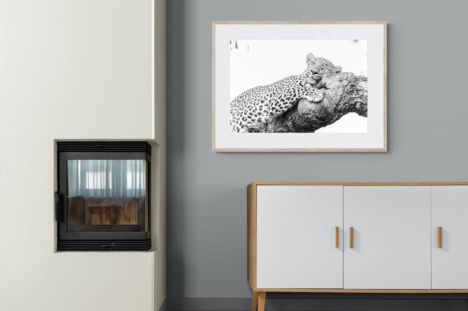 Sleeping Leopard-Wall_Art-100 x 75cm-Framed Print-Wood-Pixalot