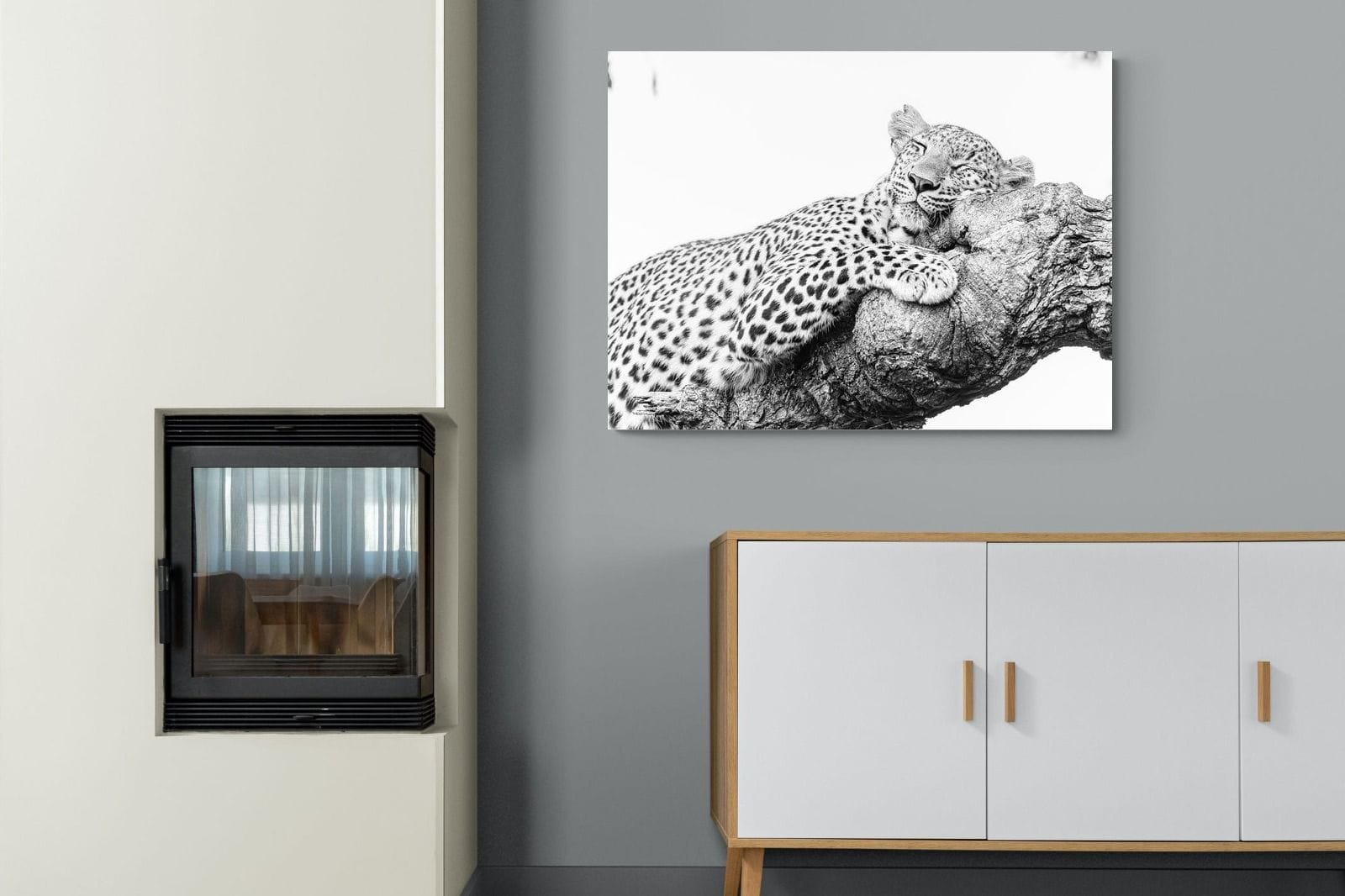 Sleeping Leopard-Wall_Art-100 x 75cm-Mounted Canvas-No Frame-Pixalot