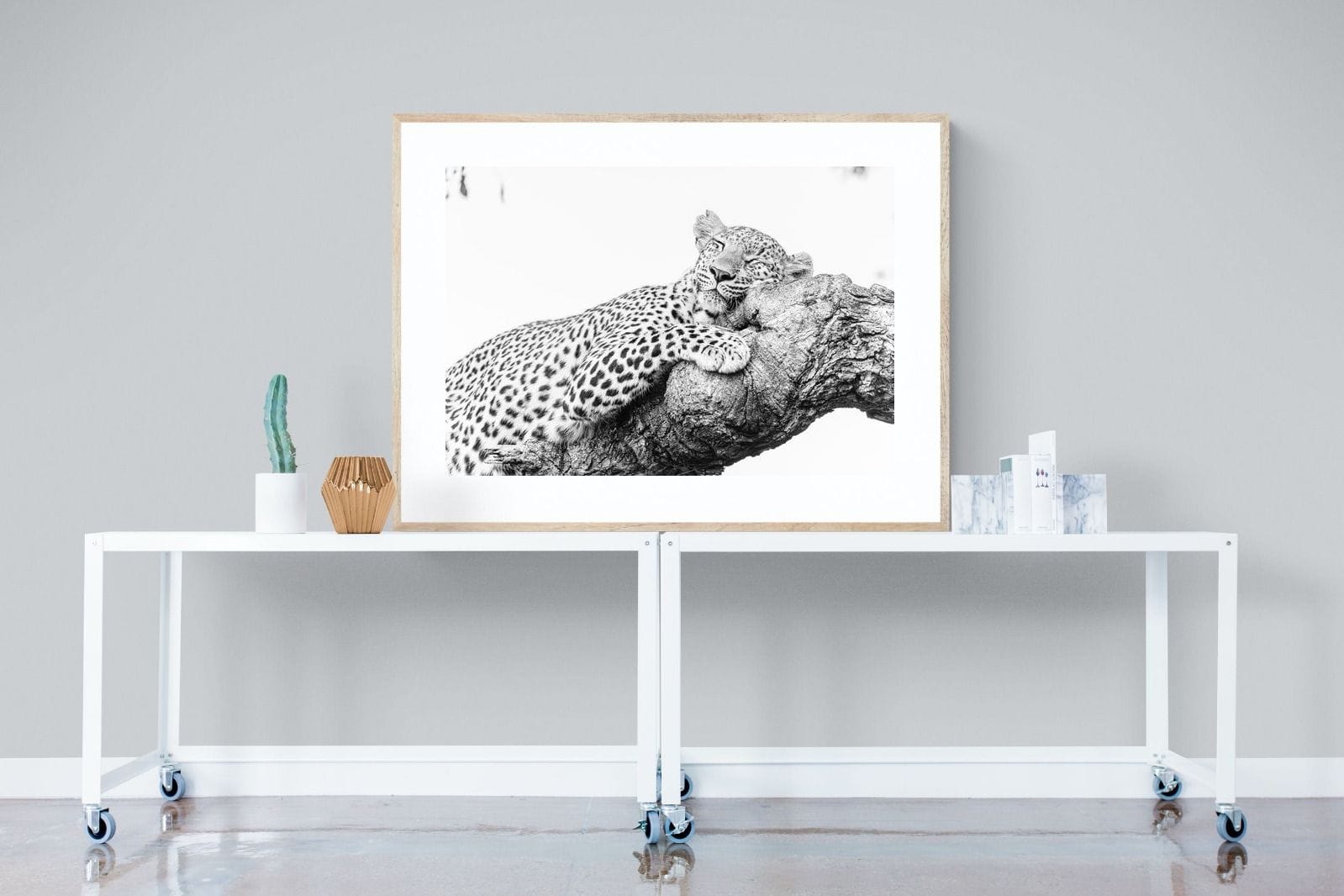 Sleeping Leopard-Wall_Art-120 x 90cm-Framed Print-Wood-Pixalot