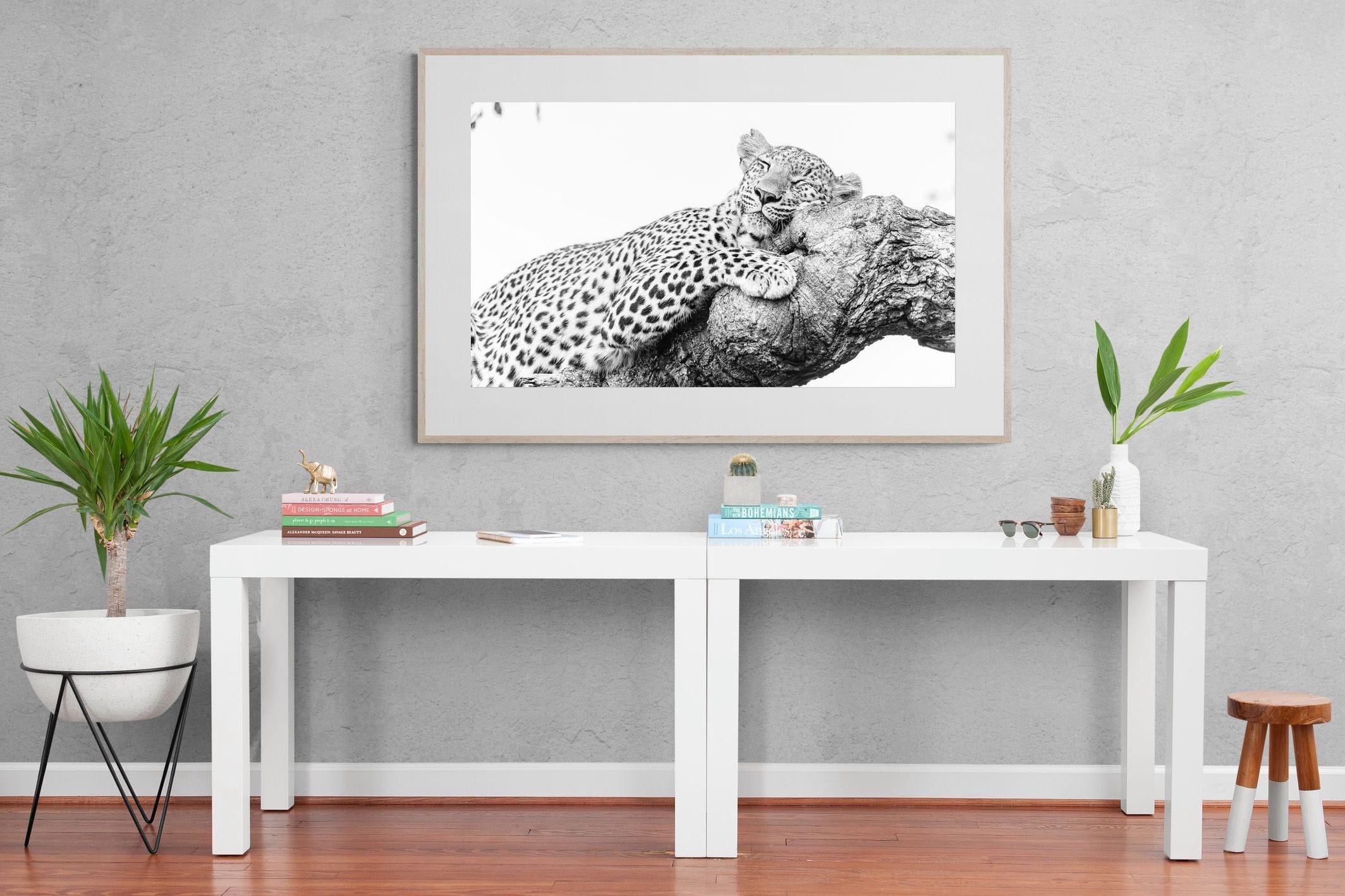 Sleeping Leopard-Wall_Art-150 x 100cm-Framed Print-Wood-Pixalot