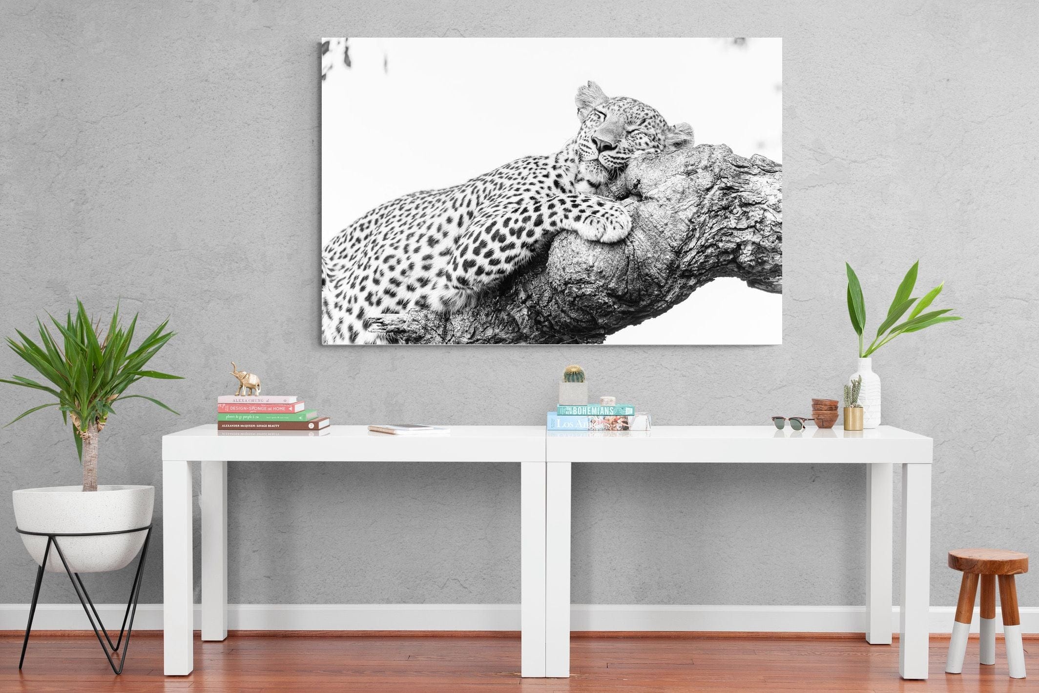 Sleeping Leopard-Wall_Art-150 x 100cm-Mounted Canvas-No Frame-Pixalot