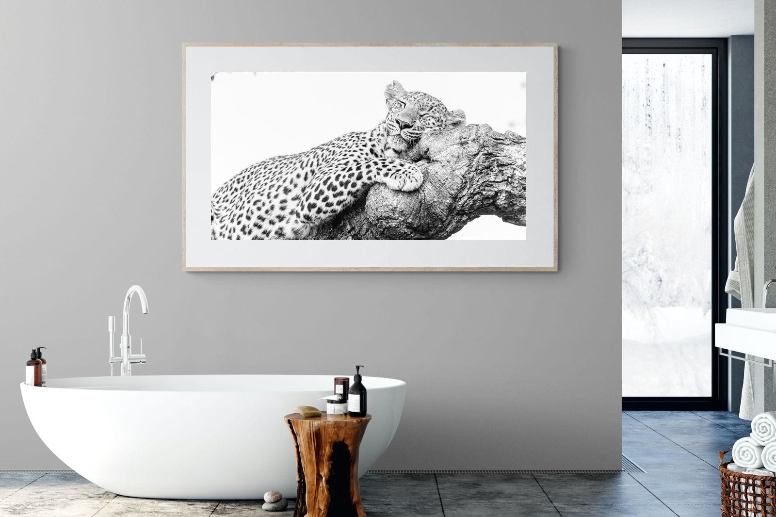 Sleeping Leopard-Wall_Art-180 x 110cm-Framed Print-Wood-Pixalot