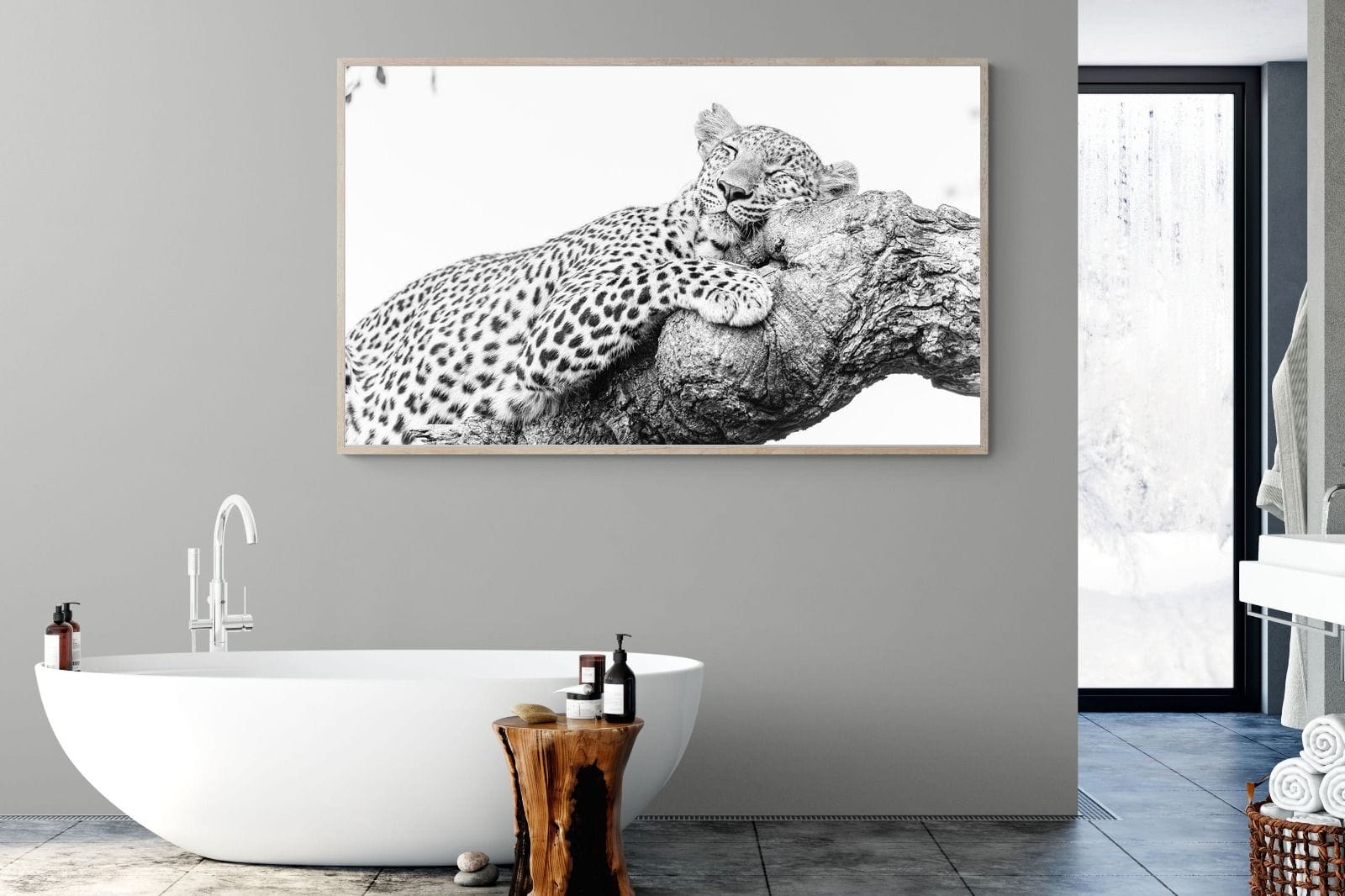 Sleeping Leopard-Wall_Art-180 x 110cm-Mounted Canvas-Wood-Pixalot
