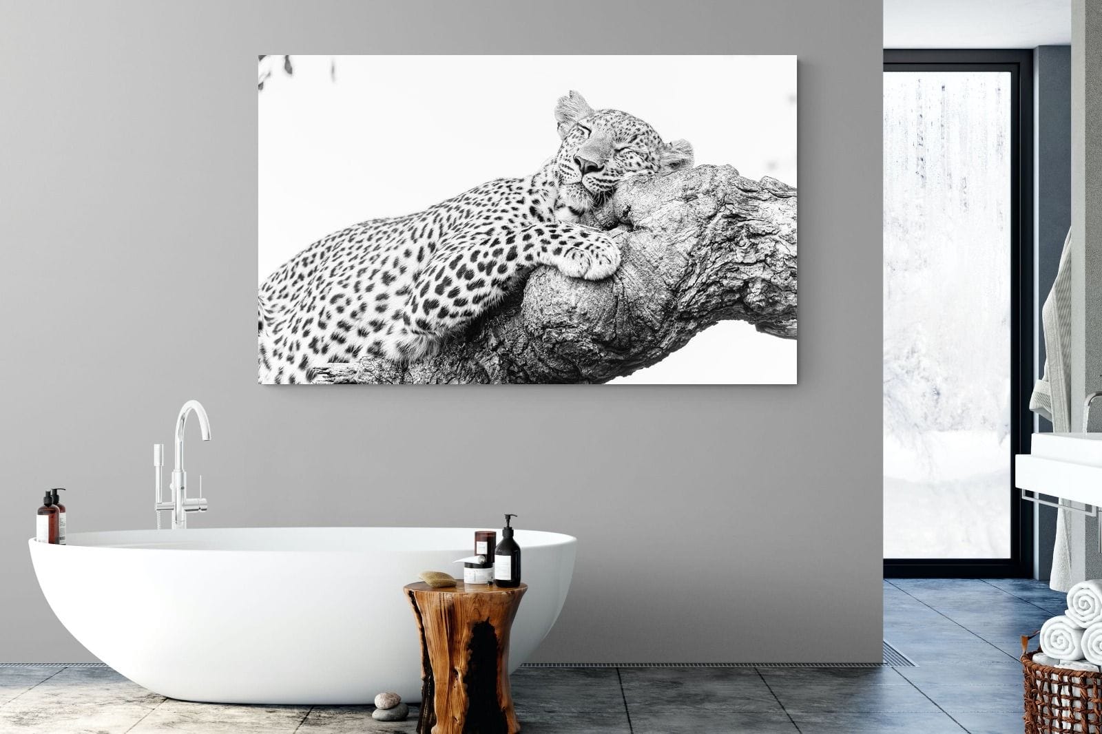 Sleeping Leopard-Wall_Art-180 x 110cm-Mounted Canvas-No Frame-Pixalot