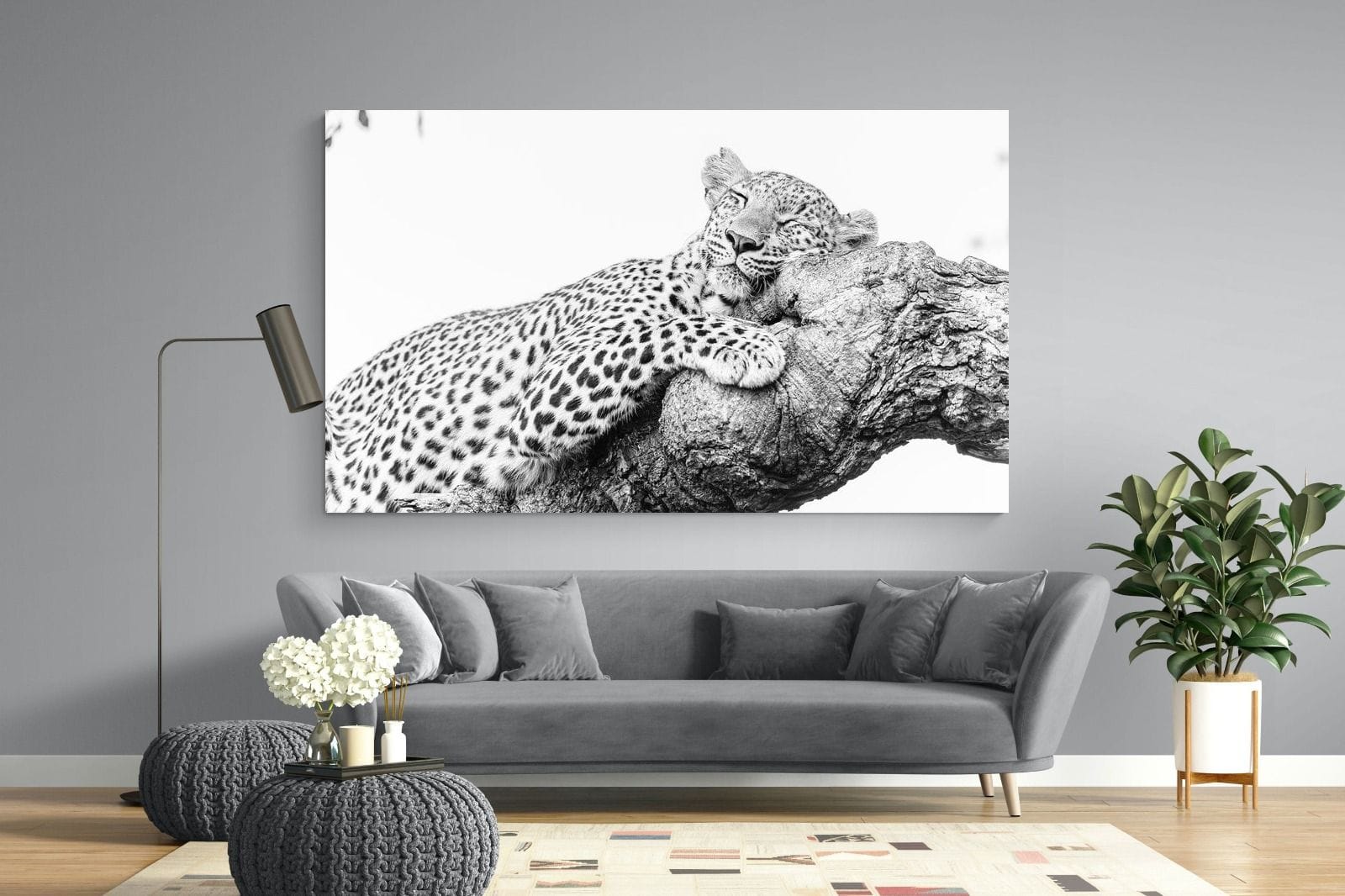 Sleeping Leopard-Wall_Art-220 x 130cm-Mounted Canvas-No Frame-Pixalot