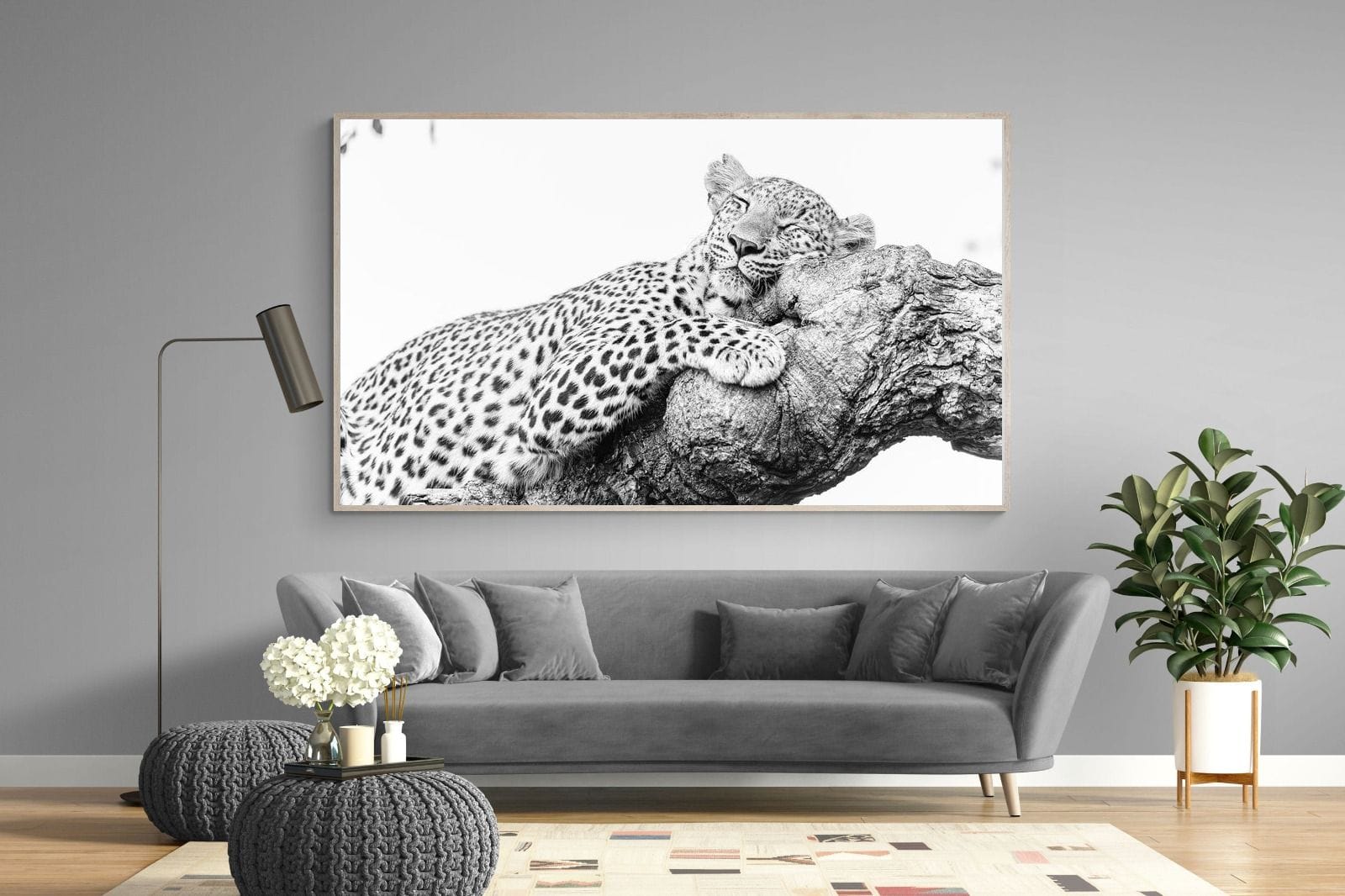 Sleeping Leopard-Wall_Art-220 x 130cm-Mounted Canvas-Wood-Pixalot