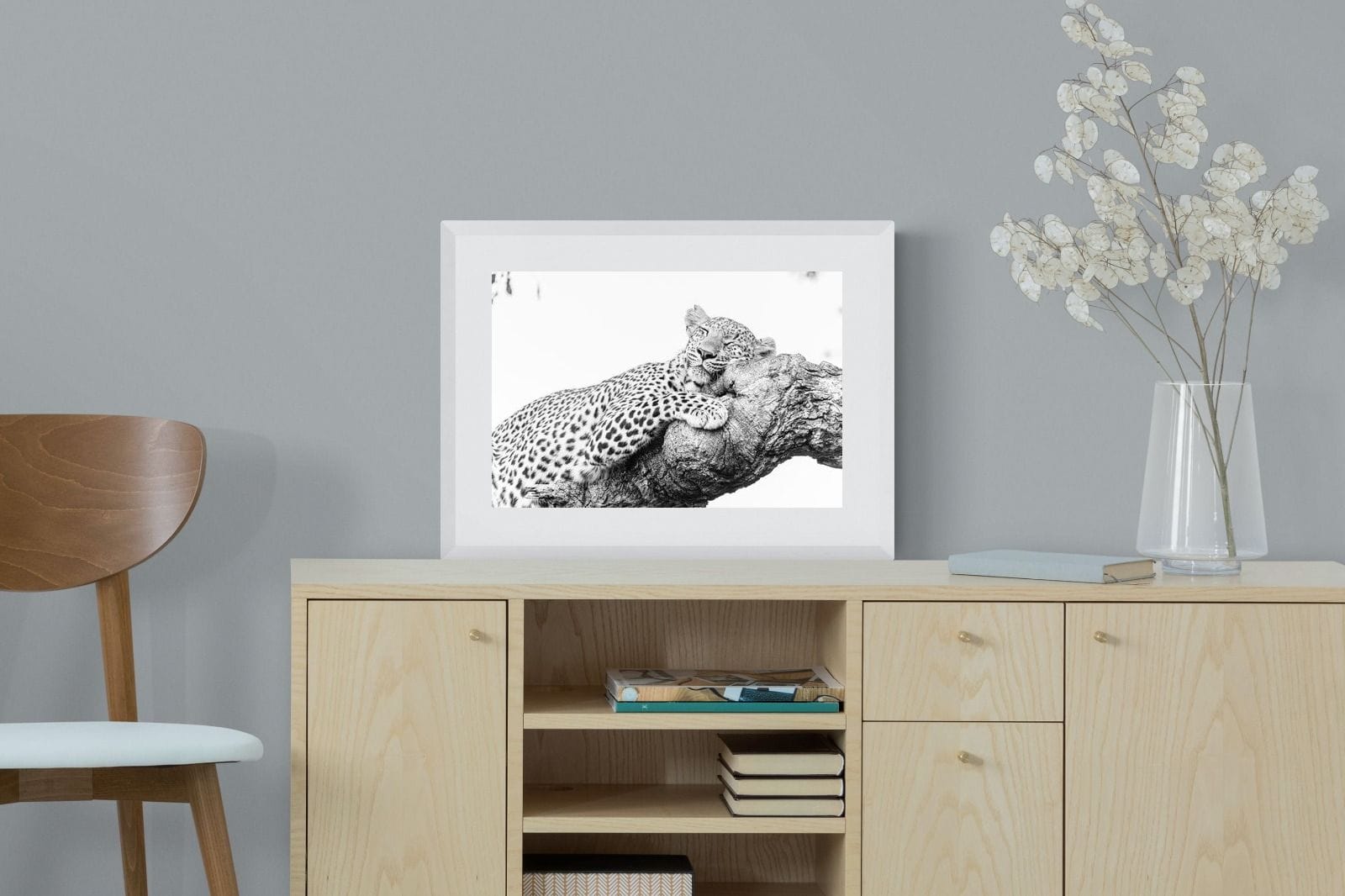 Sleeping Leopard-Wall_Art-60 x 45cm-Framed Print-White-Pixalot