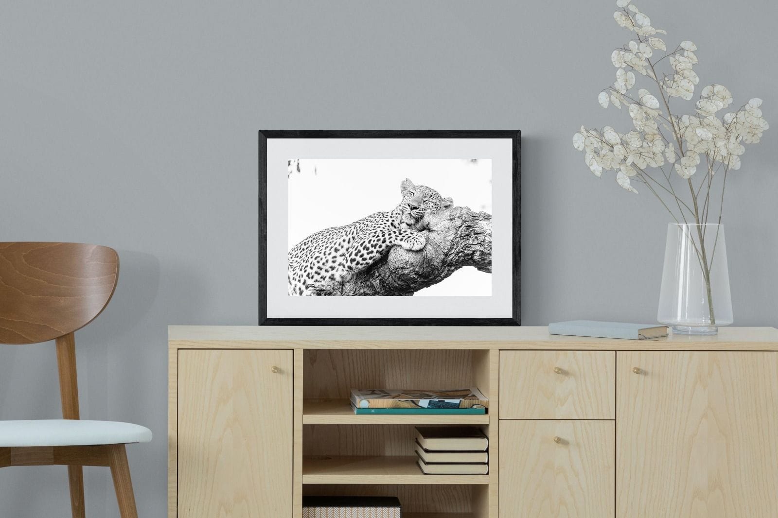 Sleeping Leopard-Wall_Art-60 x 45cm-Framed Print-Black-Pixalot