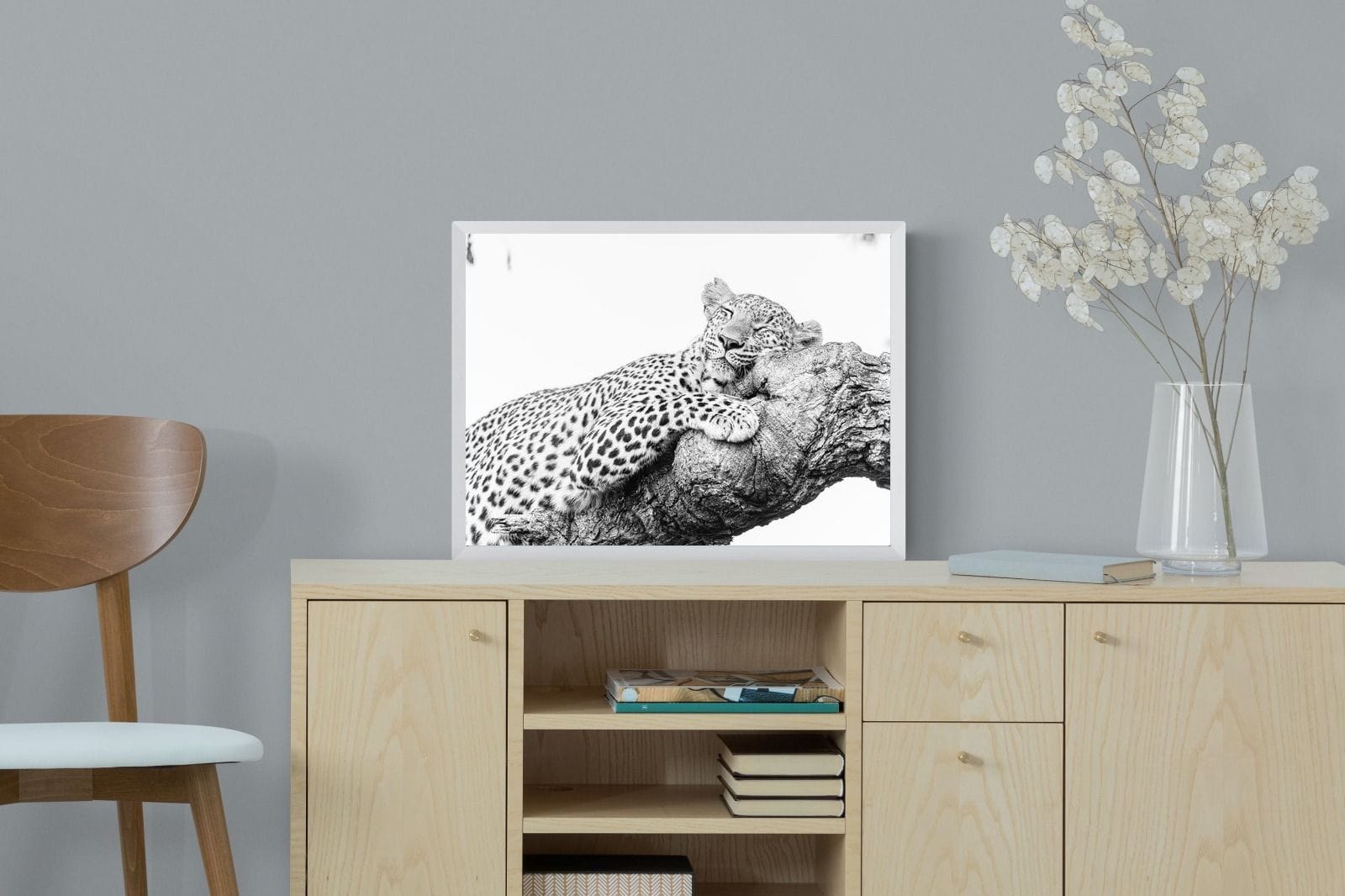 Sleeping Leopard-Wall_Art-60 x 45cm-Mounted Canvas-White-Pixalot