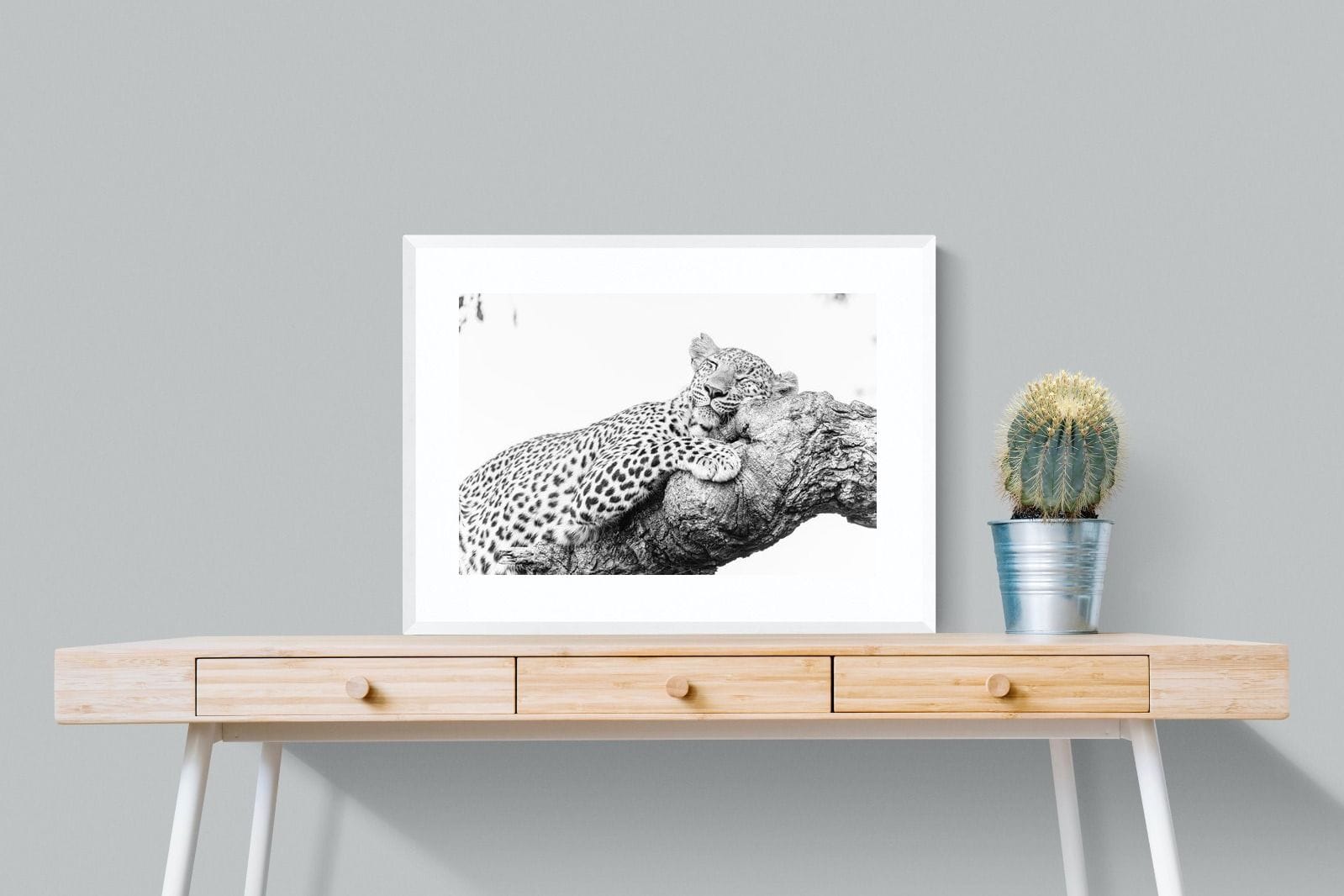 Sleeping Leopard-Wall_Art-80 x 60cm-Framed Print-White-Pixalot