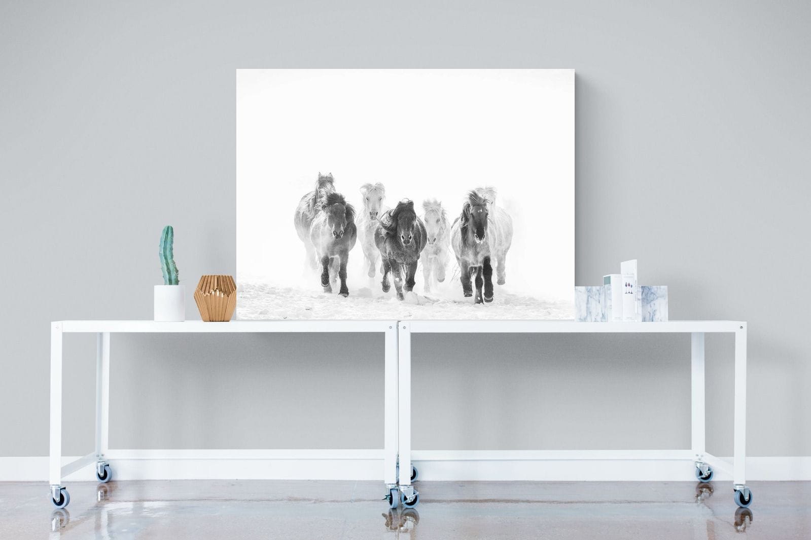 Snowy Gallop-Wall_Art-120 x 90cm-Mounted Canvas-No Frame-Pixalot