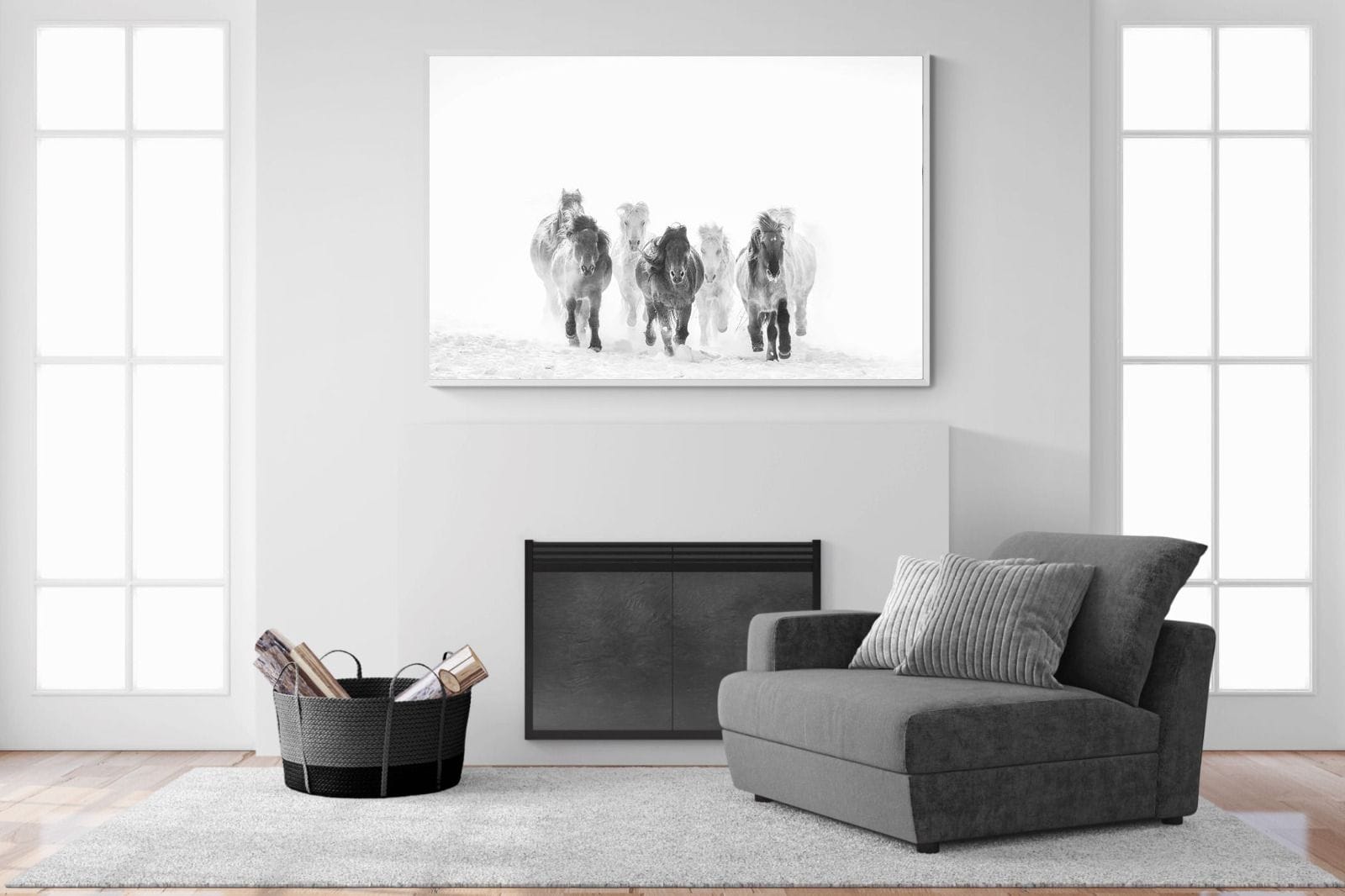 Snowy Gallop-Wall_Art-150 x 100cm-Mounted Canvas-White-Pixalot