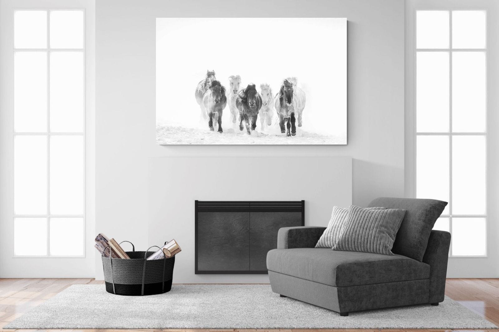 Snowy Gallop-Wall_Art-150 x 100cm-Mounted Canvas-No Frame-Pixalot