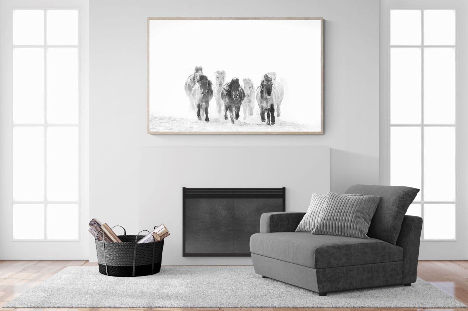 Snowy Gallop-Wall_Art-150 x 100cm-Mounted Canvas-Wood-Pixalot