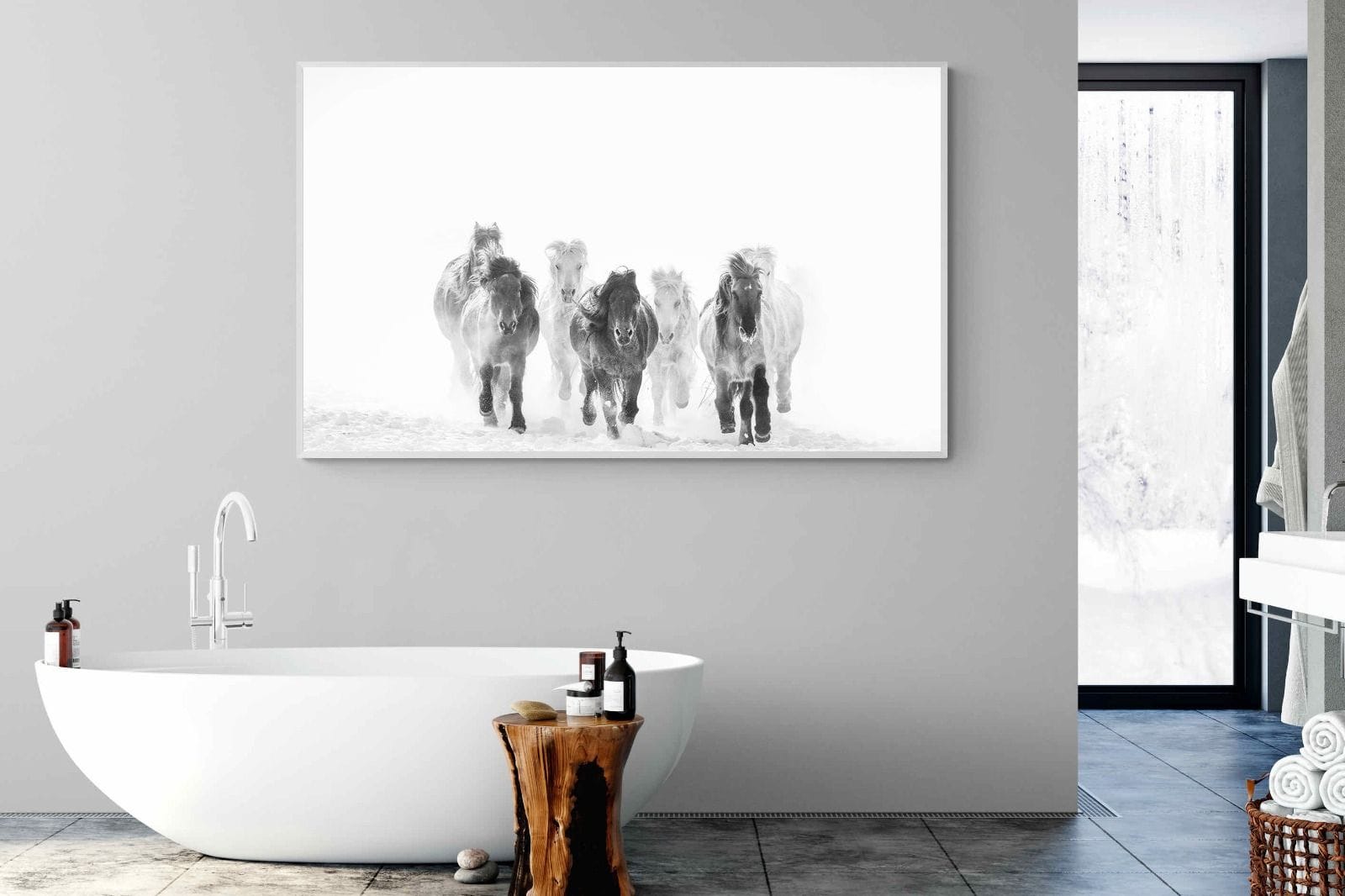 Snowy Gallop-Wall_Art-180 x 110cm-Mounted Canvas-White-Pixalot