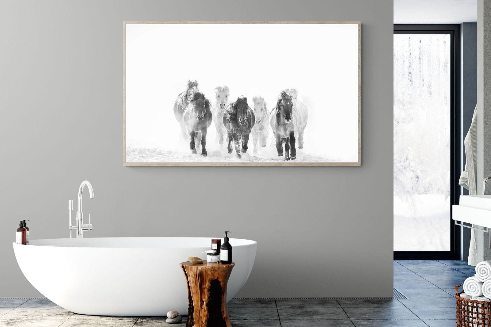Snowy Gallop-Wall_Art-180 x 110cm-Mounted Canvas-Wood-Pixalot
