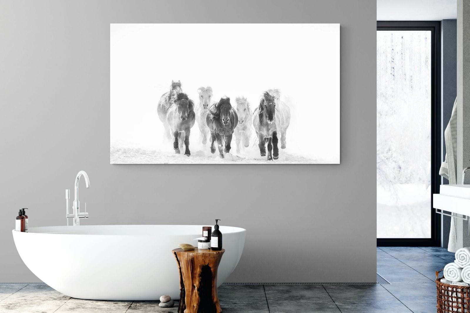 Snowy Gallop-Wall_Art-180 x 110cm-Mounted Canvas-No Frame-Pixalot
