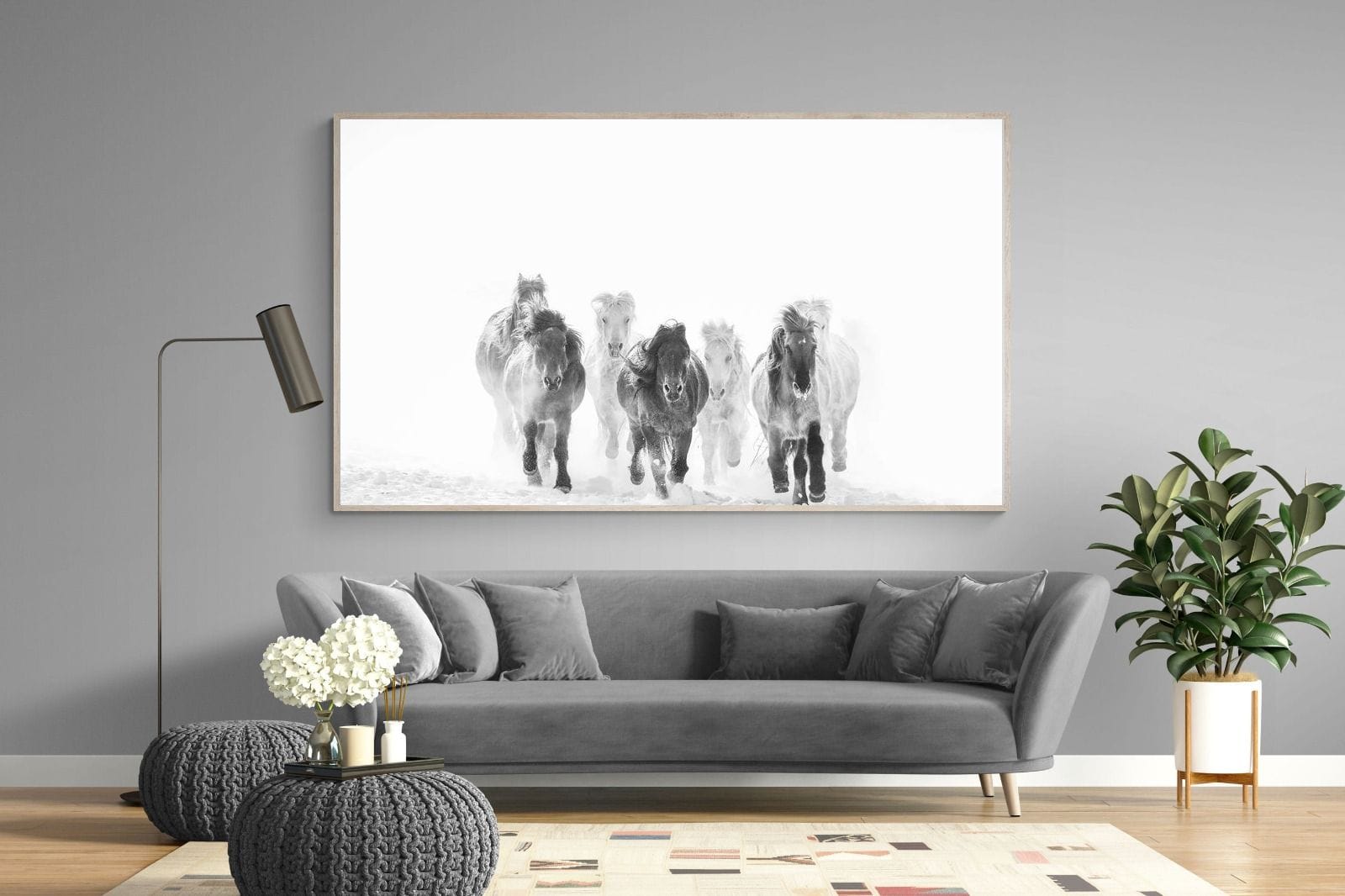 Snowy Gallop-Wall_Art-220 x 130cm-Mounted Canvas-Wood-Pixalot