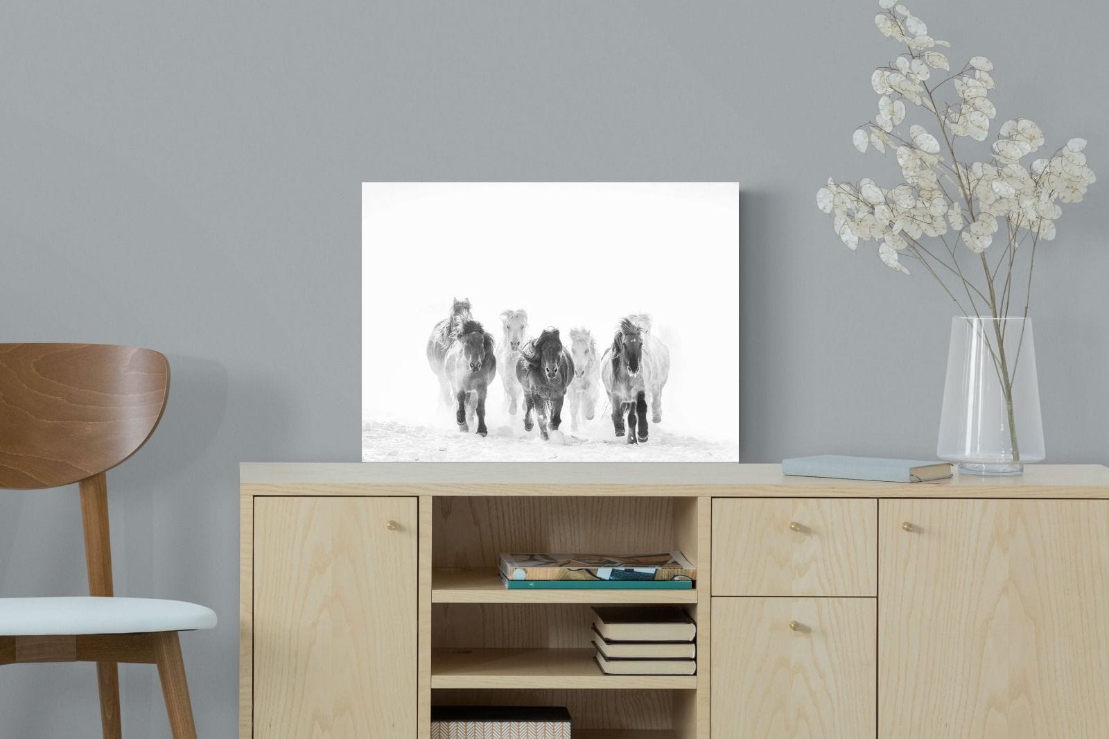 Snowy Gallop-Wall_Art-60 x 45cm-Mounted Canvas-No Frame-Pixalot