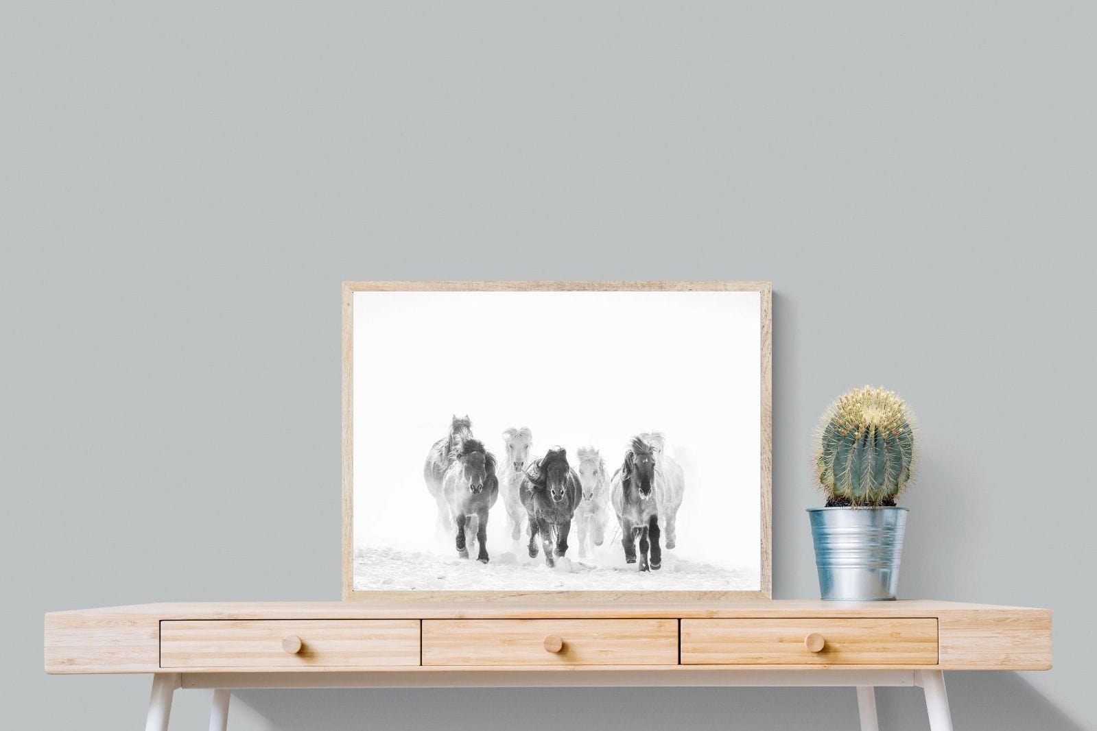 Snowy Gallop-Wall_Art-80 x 60cm-Mounted Canvas-Wood-Pixalot