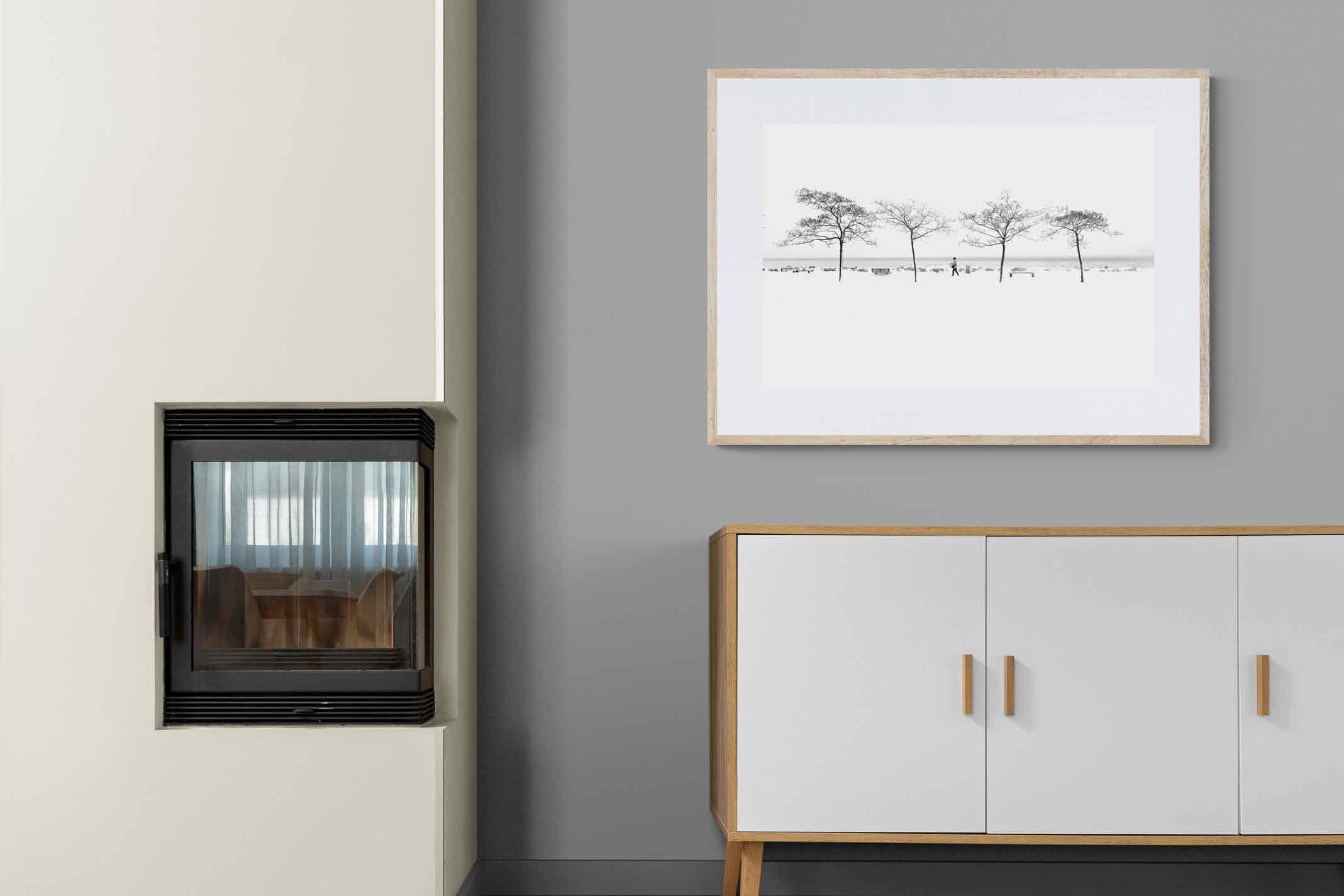 Snowy Walk-Wall_Art-100 x 75cm-Framed Print-Wood-Pixalot
