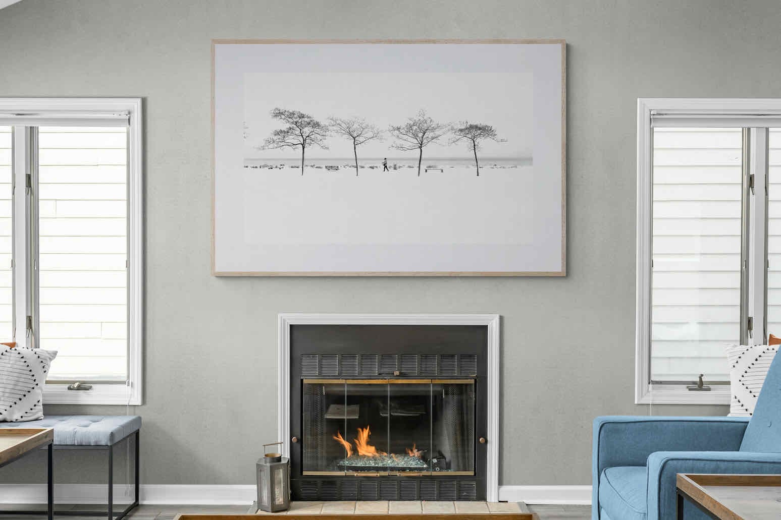 Snowy Walk-Wall_Art-150 x 100cm-Framed Print-Wood-Pixalot