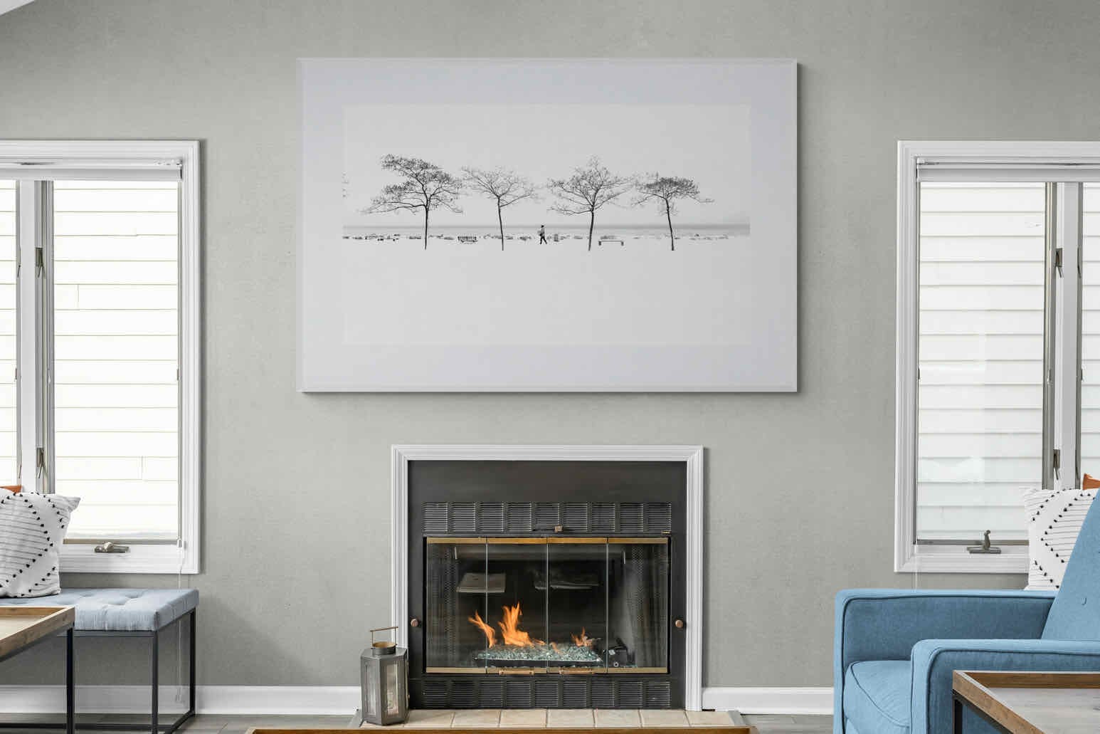 Snowy Walk-Wall_Art-150 x 100cm-Framed Print-White-Pixalot