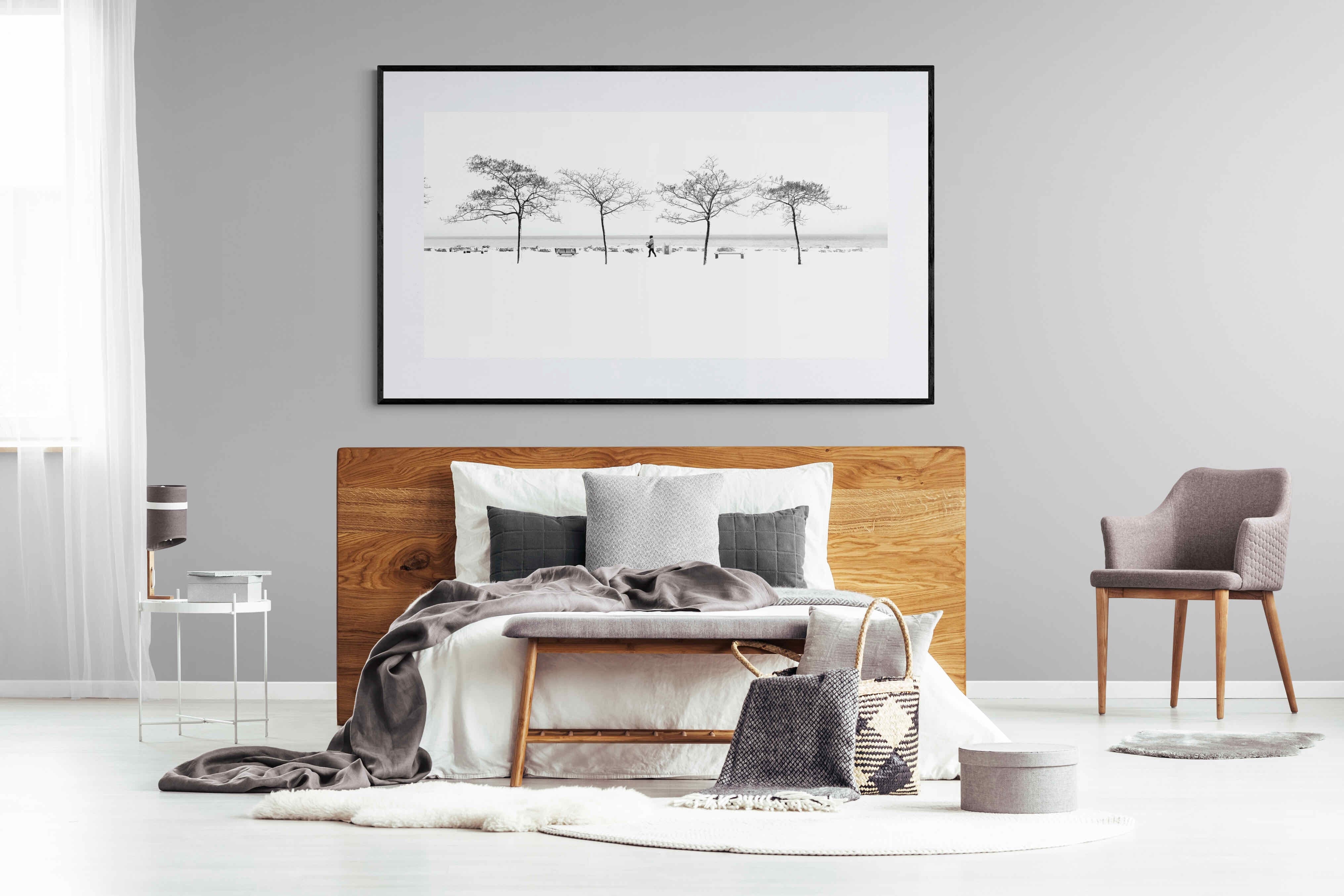 Snowy Walk-Wall_Art-180 x 110cm-Framed Print-Black-Pixalot