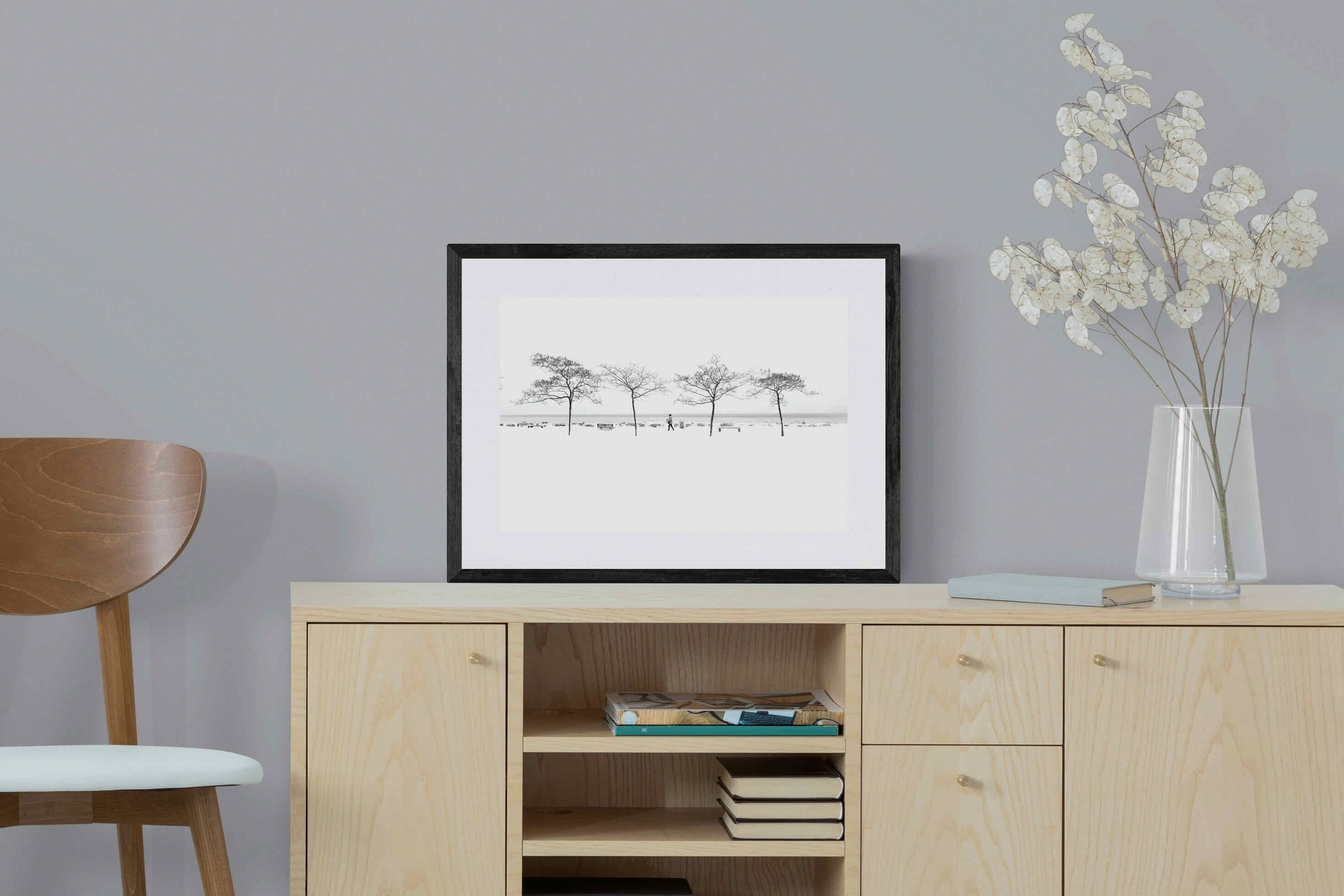 Snowy Walk-Wall_Art-60 x 45cm-Framed Print-Black-Pixalot