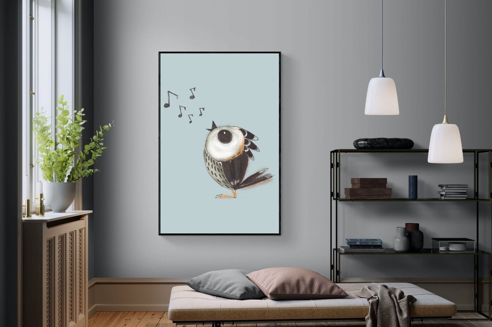 Sparrow Song-Wall_Art-120 x 180cm-Mounted Canvas-Black-Pixalot