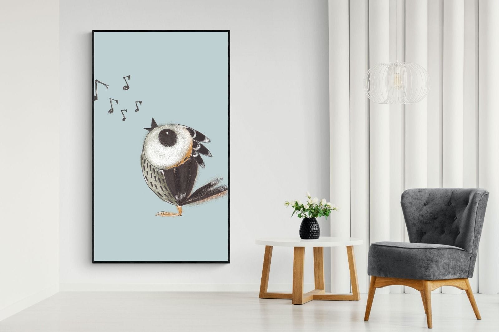 Sparrow Song-Wall_Art-130 x 220cm-Mounted Canvas-Black-Pixalot