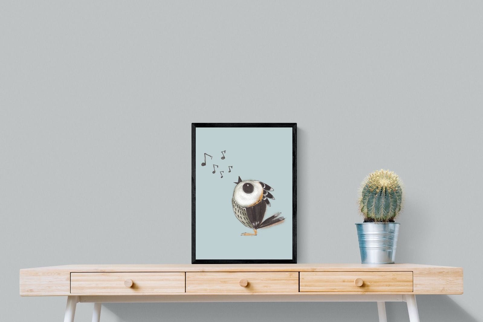 Sparrow Song-Wall_Art-45 x 60cm-Mounted Canvas-Black-Pixalot