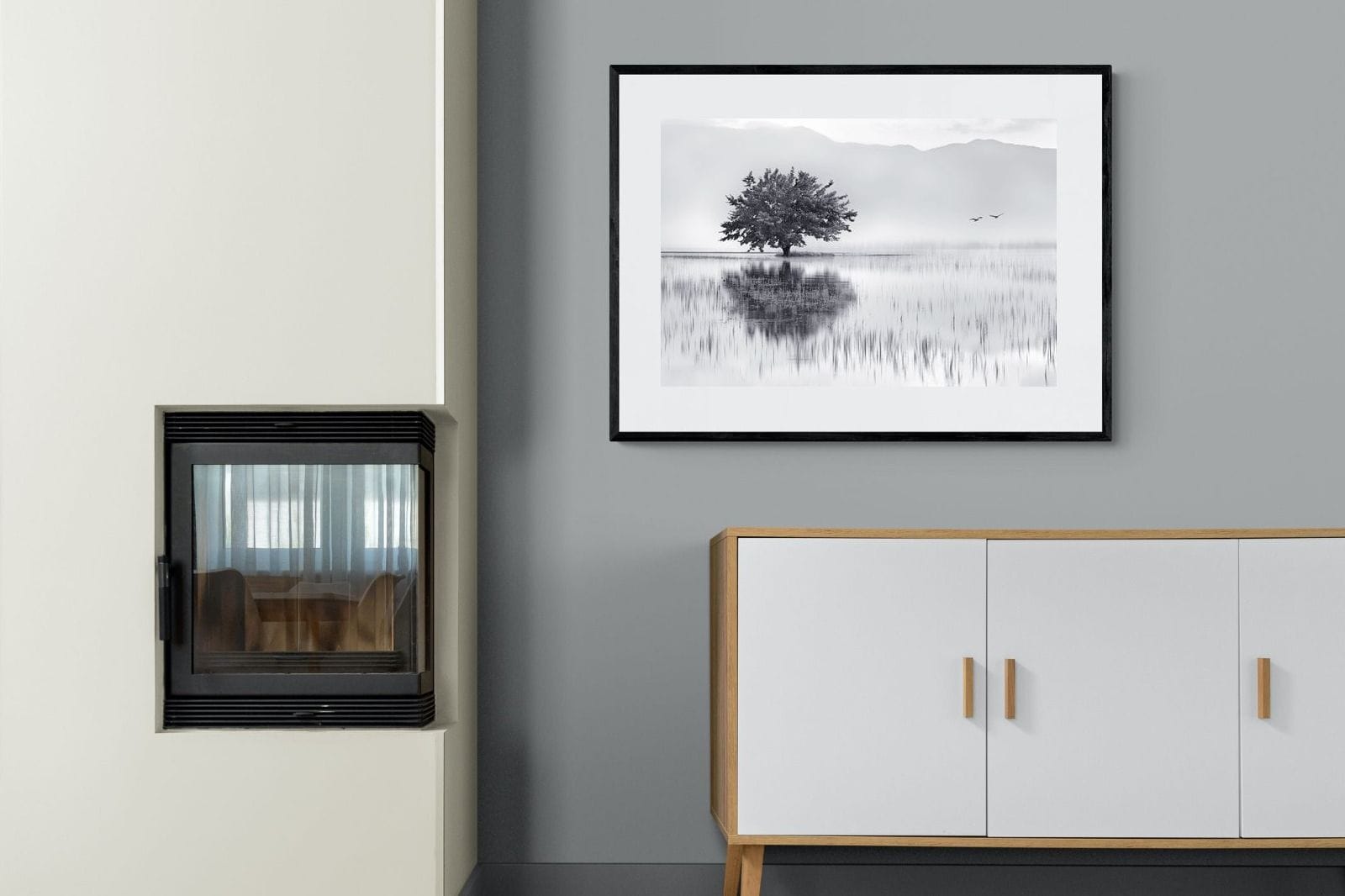 Spring Mirror-Wall_Art-100 x 75cm-Framed Print-Black-Pixalot