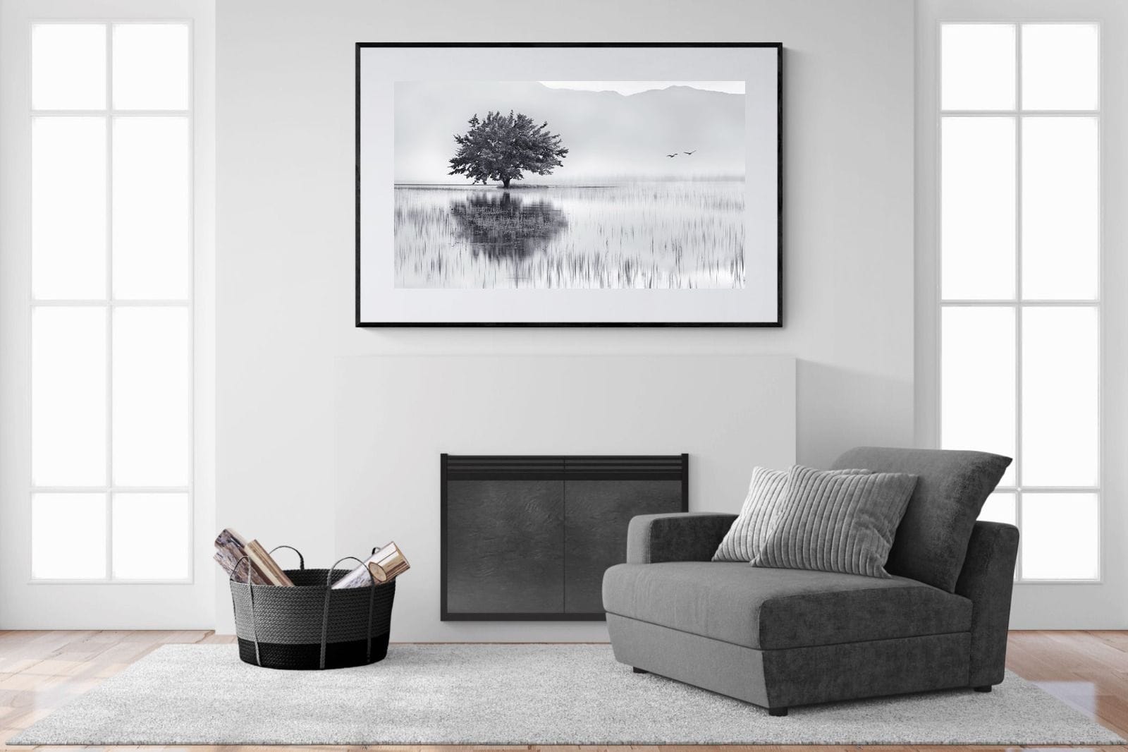 Spring Mirror-Wall_Art-150 x 100cm-Framed Print-Black-Pixalot