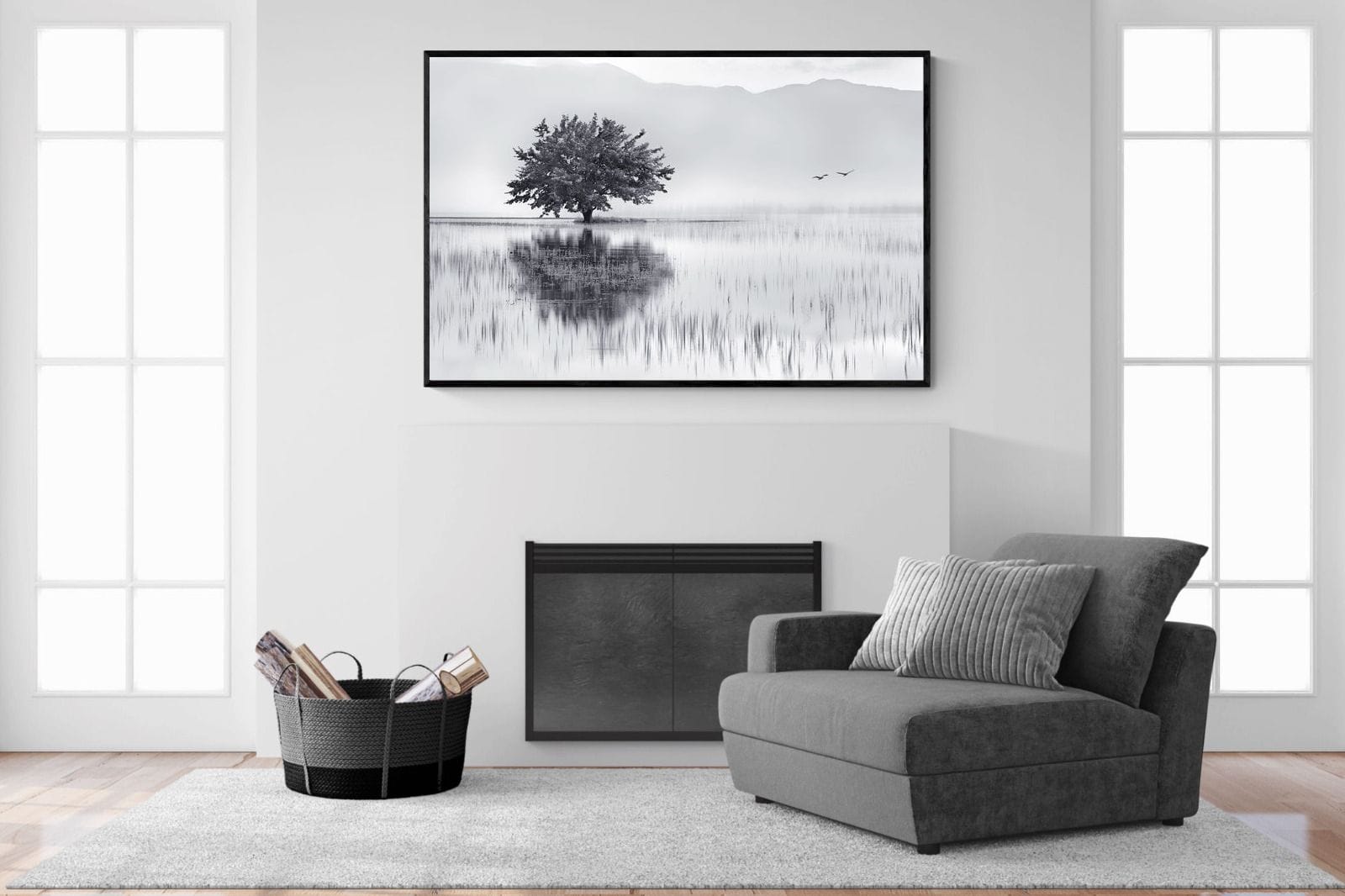 Spring Mirror-Wall_Art-150 x 100cm-Mounted Canvas-Black-Pixalot