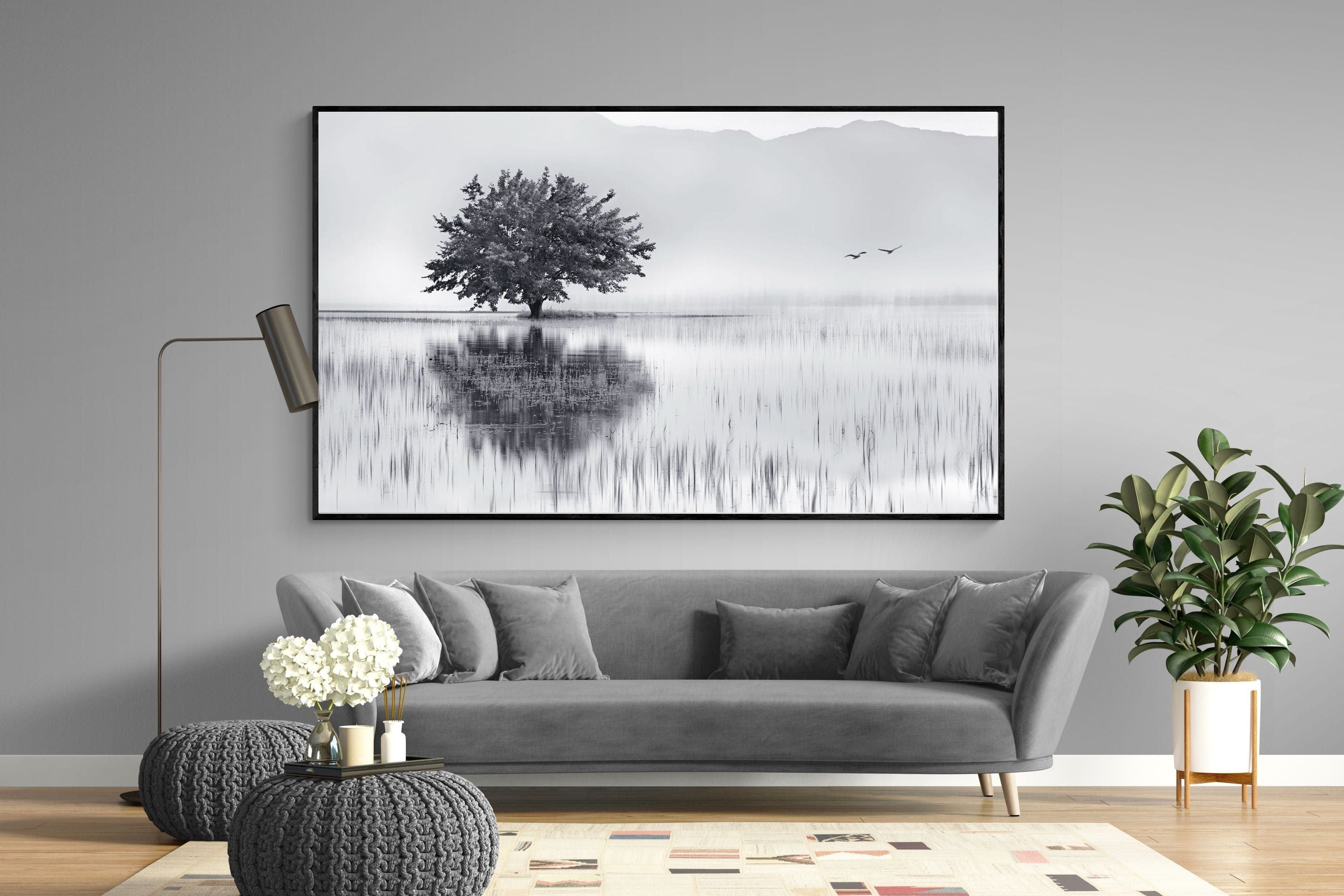Spring Mirror-Wall_Art-220 x 130cm-Mounted Canvas-Black-Pixalot