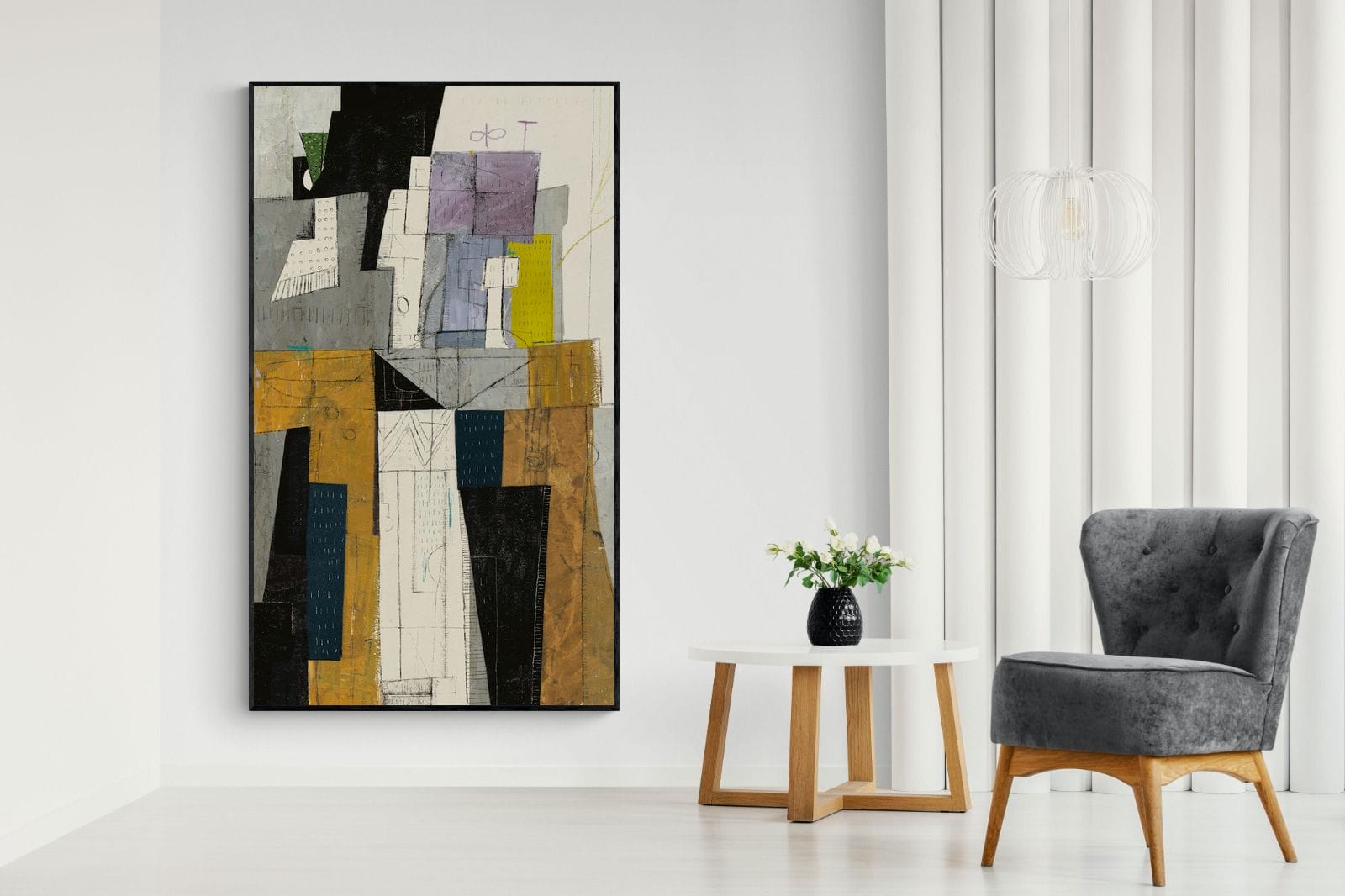 Squared-Wall_Art-130 x 220cm-Mounted Canvas-Black-Pixalot