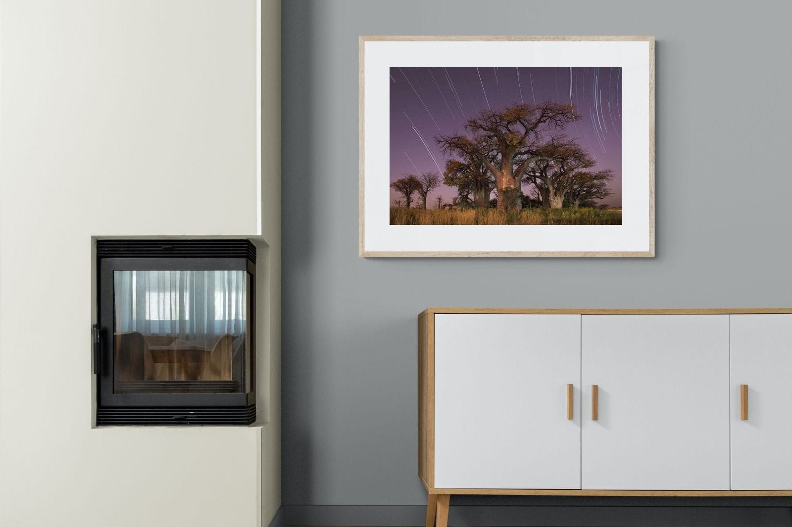 Starry Sky Baobab-Wall_Art-100 x 75cm-Framed Print-Wood-Pixalot