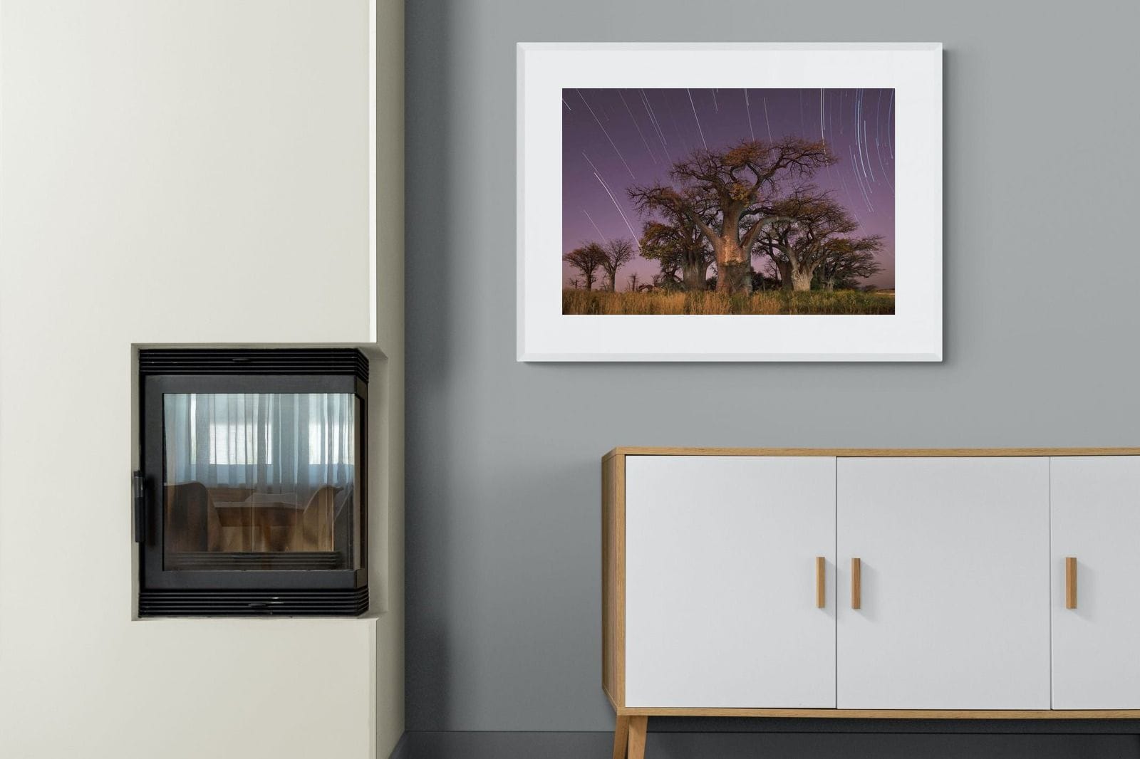 Starry Sky Baobab-Wall_Art-100 x 75cm-Framed Print-White-Pixalot