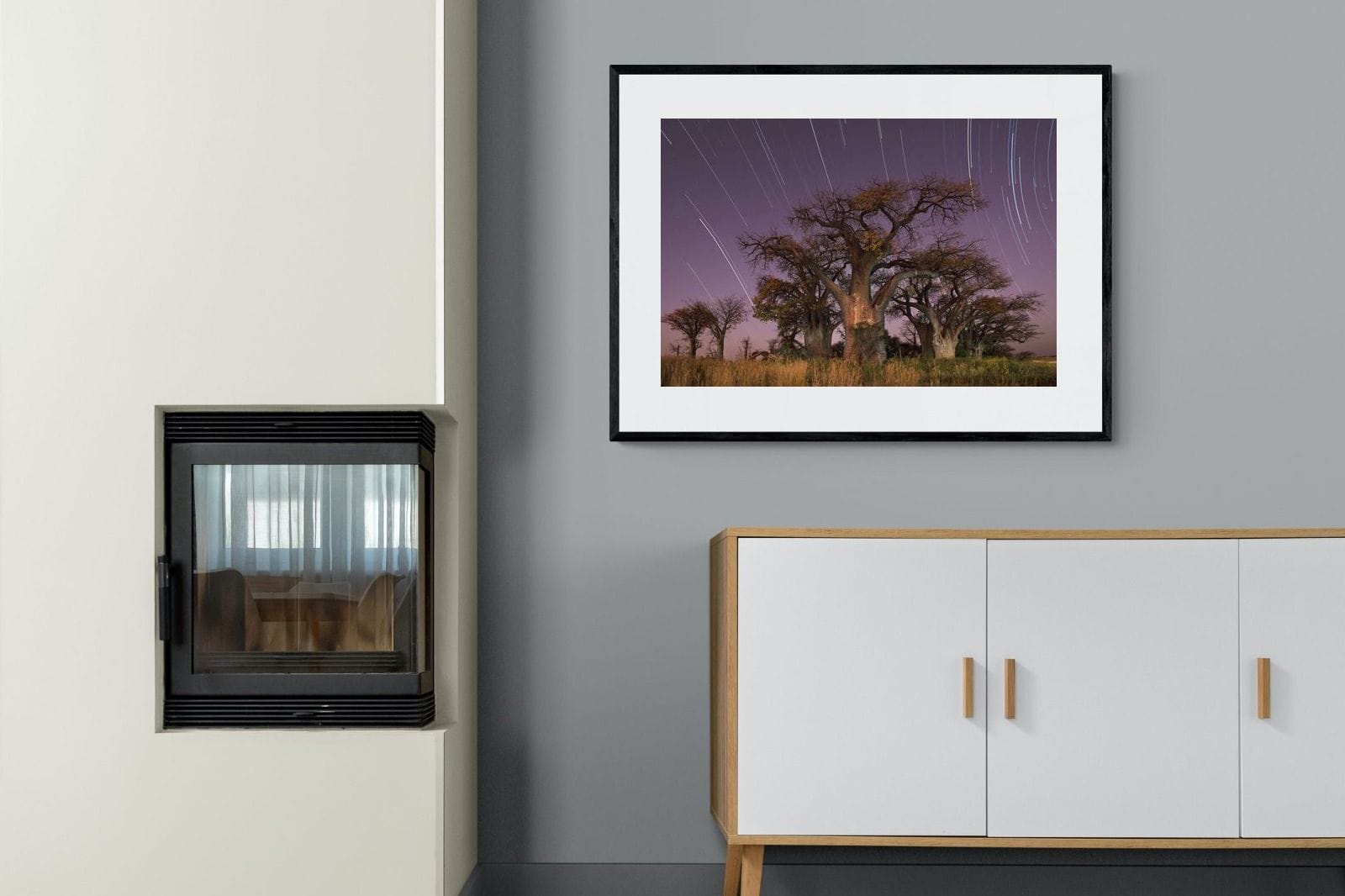 Starry Sky Baobab-Wall_Art-100 x 75cm-Framed Print-Black-Pixalot
