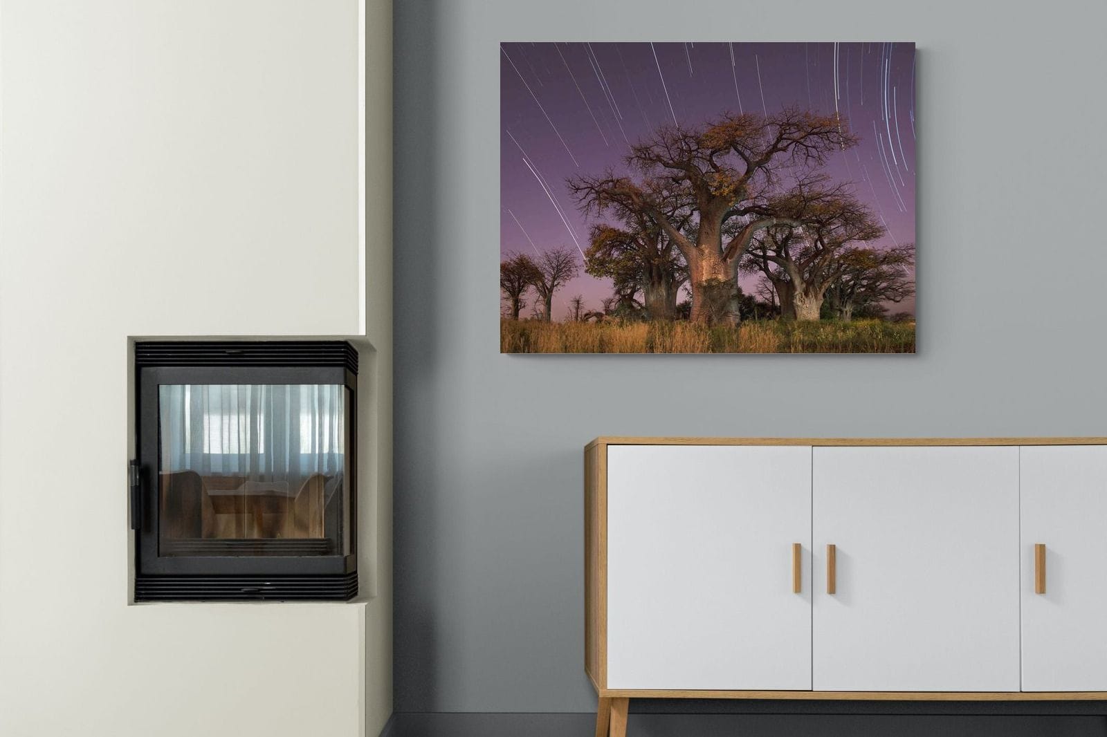 Starry Sky Baobab-Wall_Art-100 x 75cm-Mounted Canvas-No Frame-Pixalot