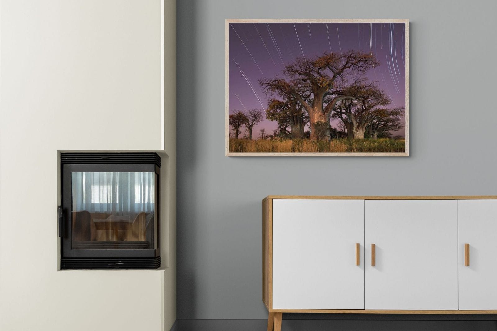Starry Sky Baobab-Wall_Art-100 x 75cm-Mounted Canvas-Wood-Pixalot