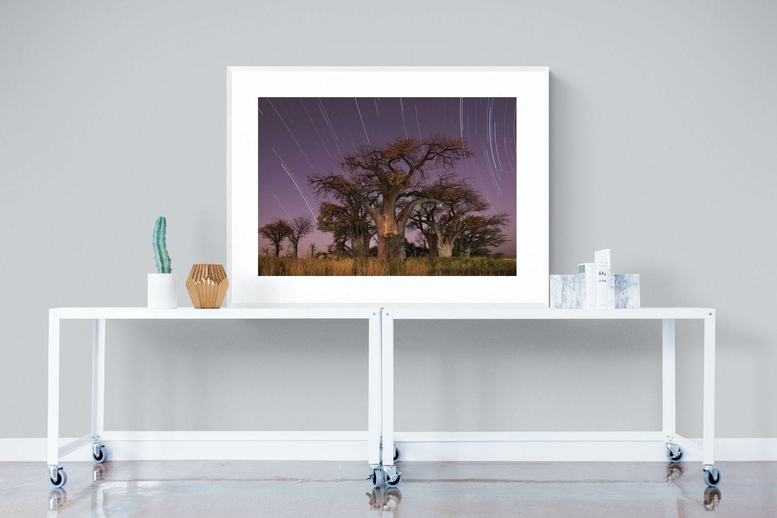 Starry Sky Baobab-Wall_Art-120 x 90cm-Framed Print-White-Pixalot