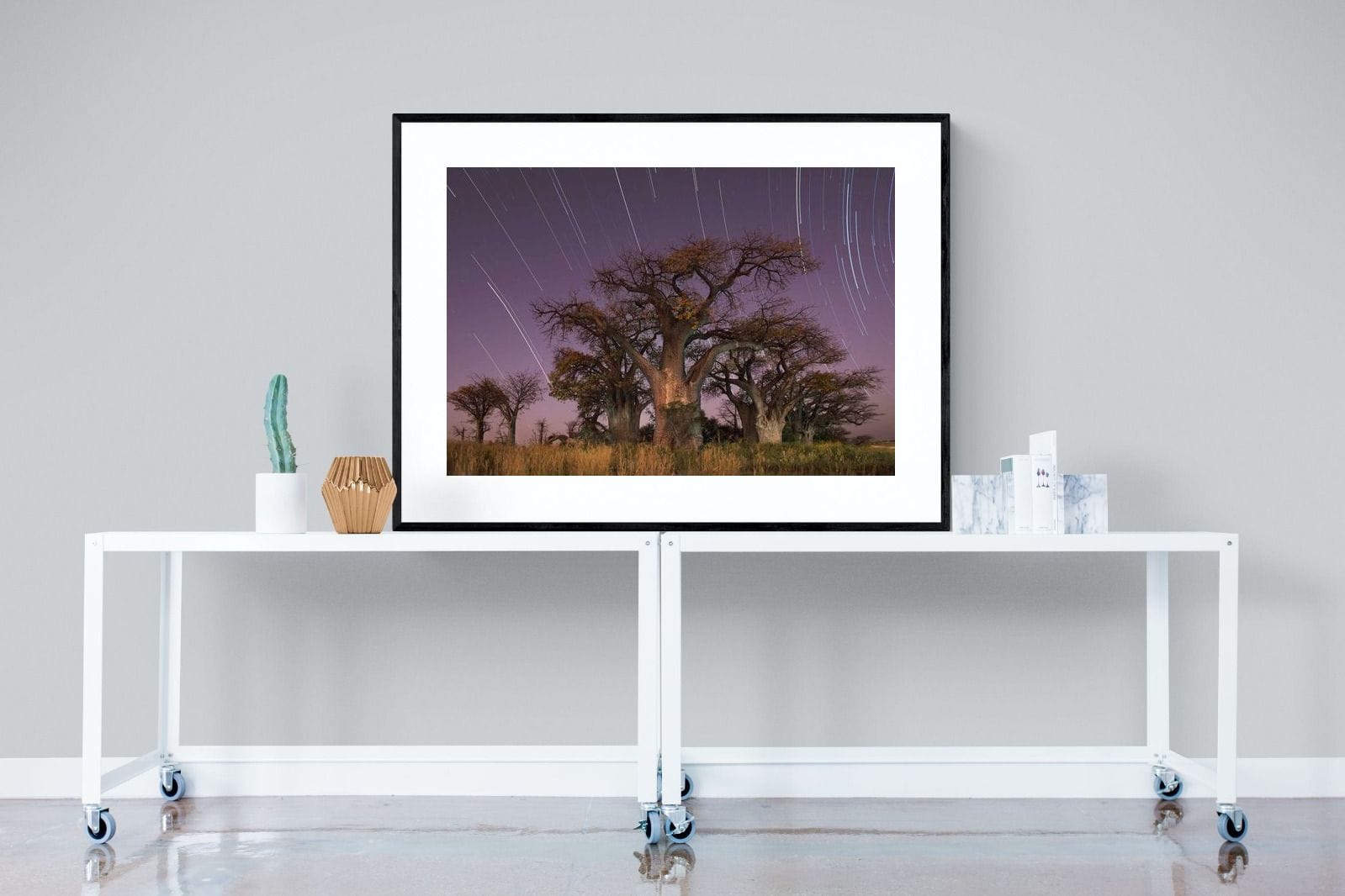 Starry Sky Baobab-Wall_Art-120 x 90cm-Framed Print-Black-Pixalot