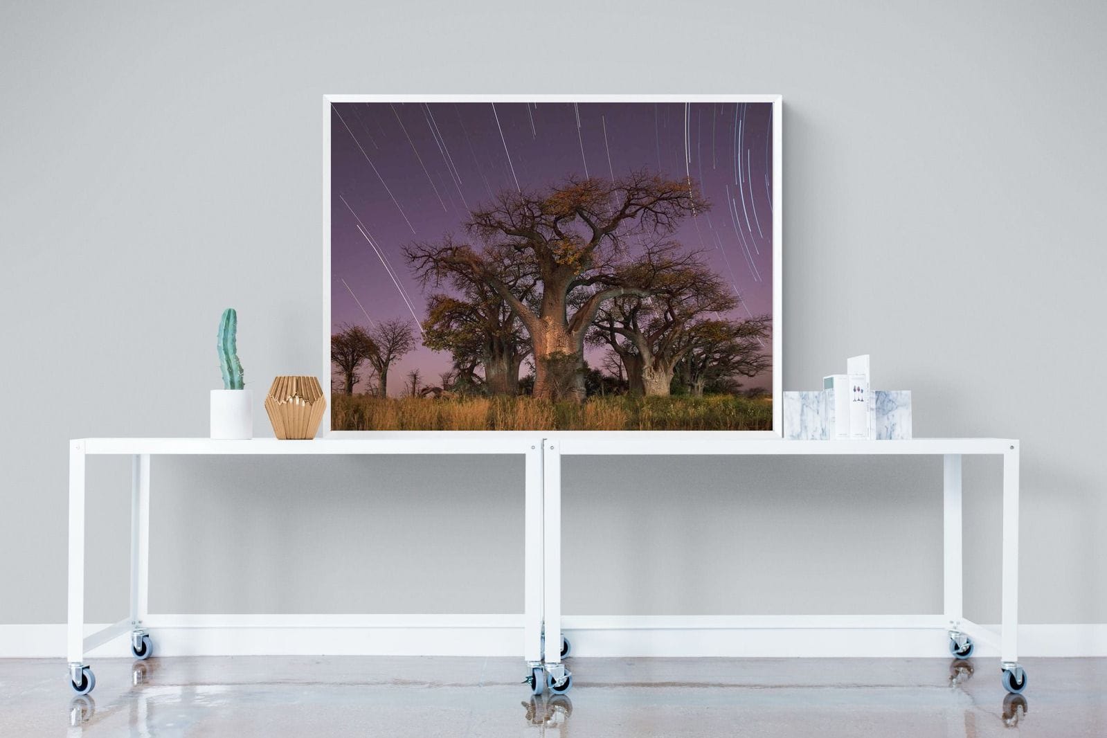 Starry Sky Baobab-Wall_Art-120 x 90cm-Mounted Canvas-White-Pixalot