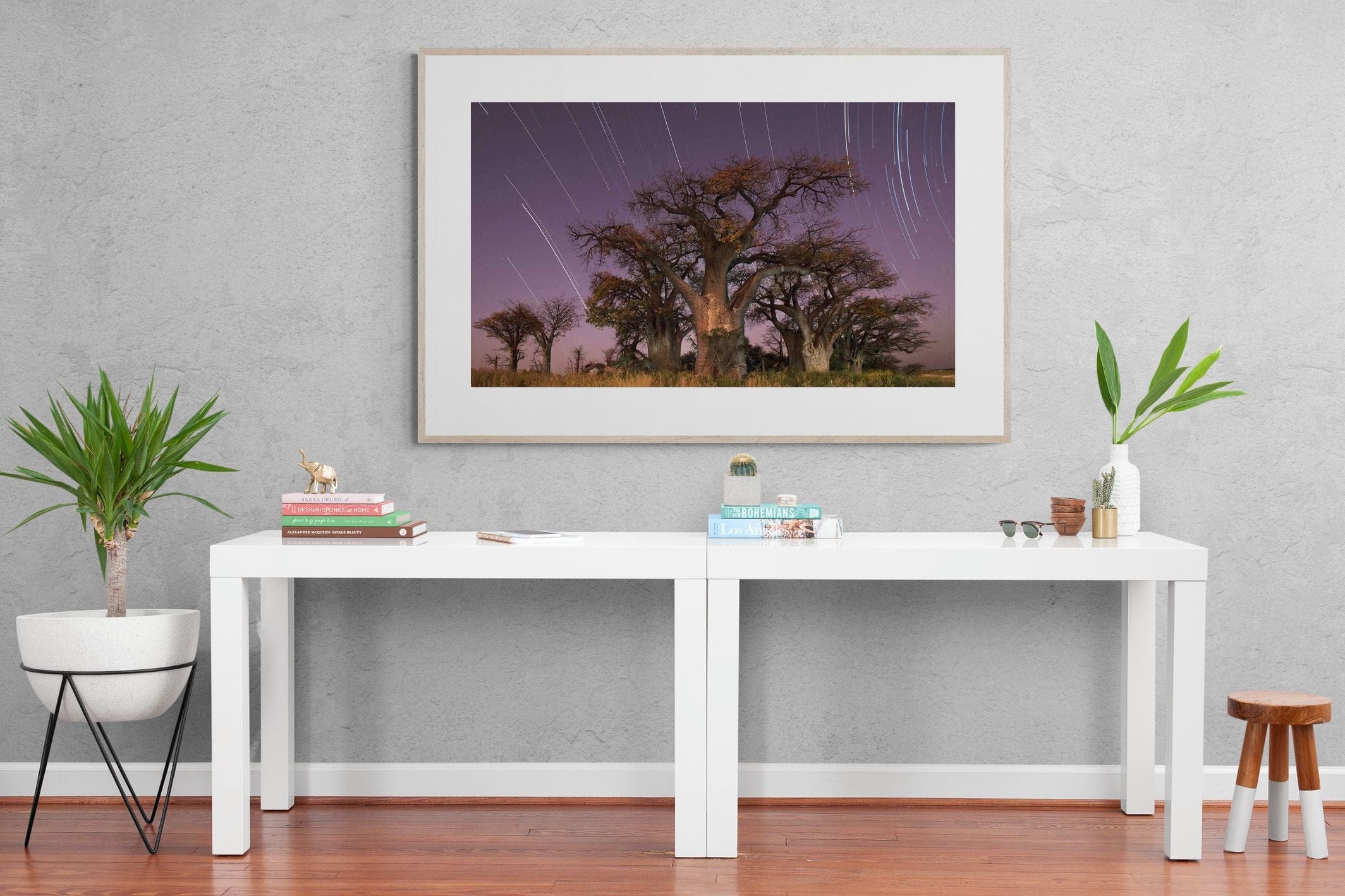 Starry Sky Baobab-Wall_Art-150 x 100cm-Framed Print-Wood-Pixalot