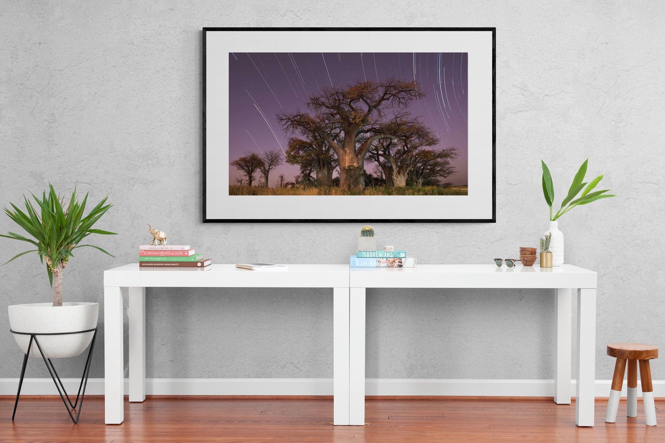 Starry Sky Baobab-Wall_Art-150 x 100cm-Framed Print-Black-Pixalot