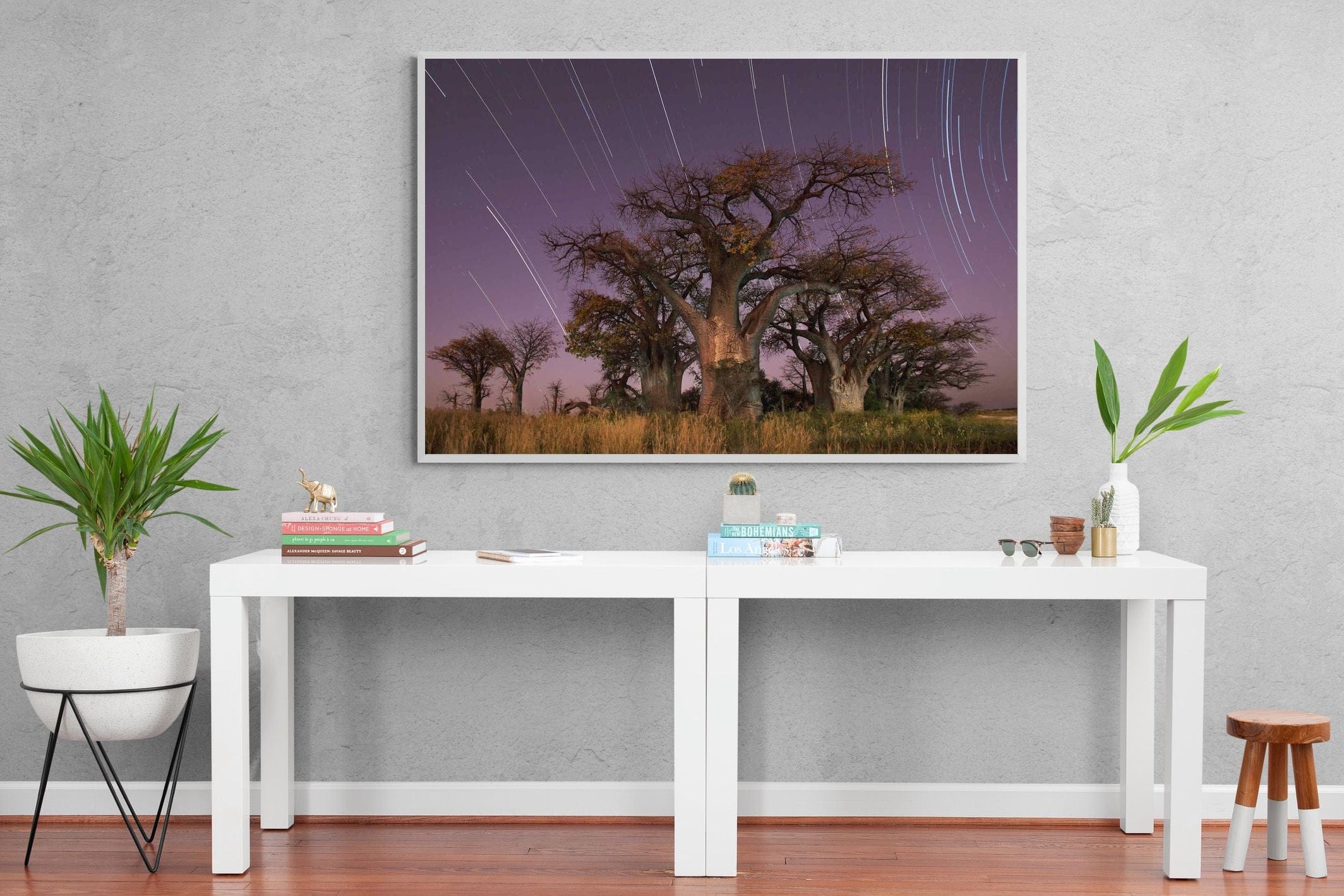Starry Sky Baobab-Wall_Art-150 x 100cm-Mounted Canvas-White-Pixalot
