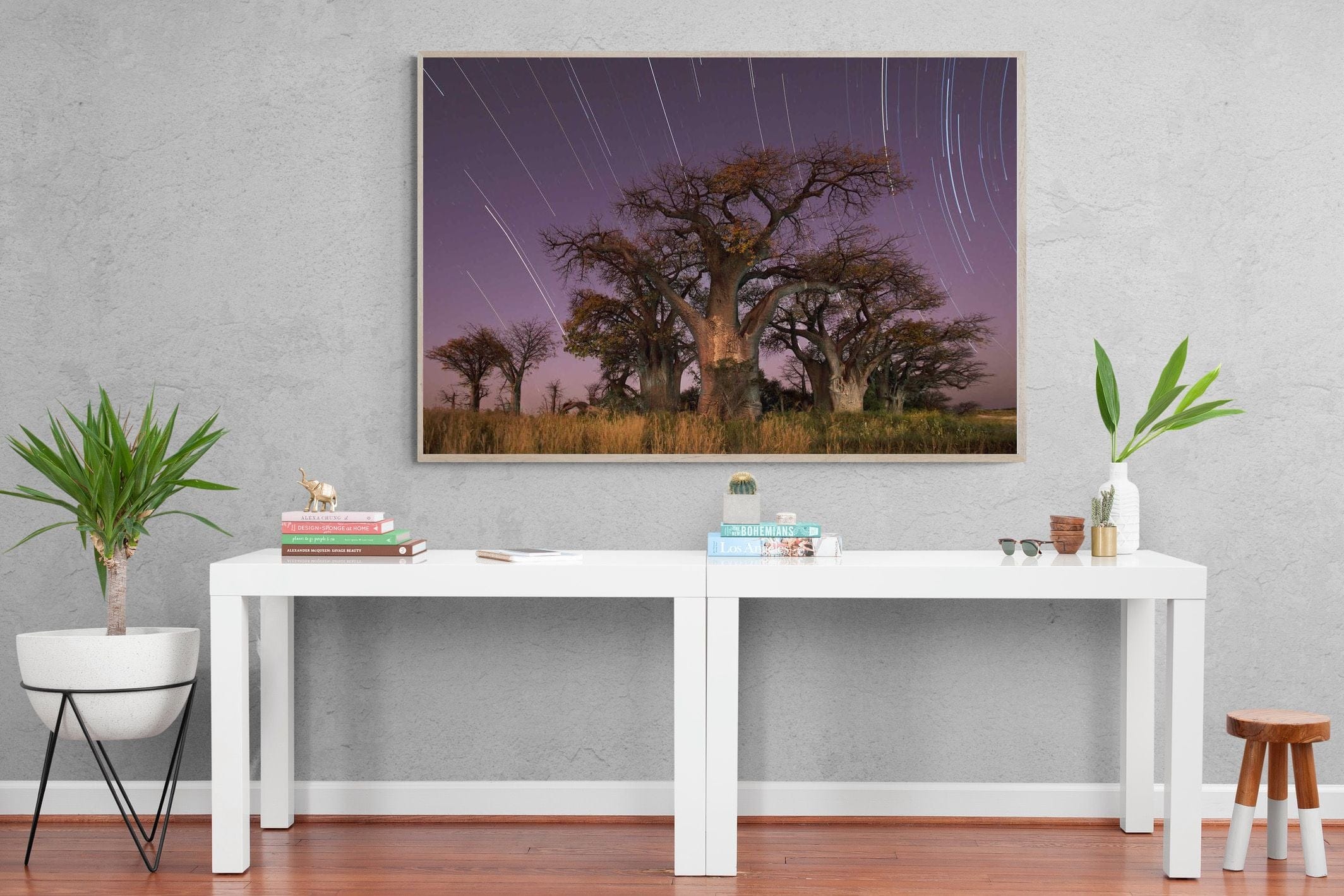 Starry Sky Baobab-Wall_Art-150 x 100cm-Mounted Canvas-Wood-Pixalot